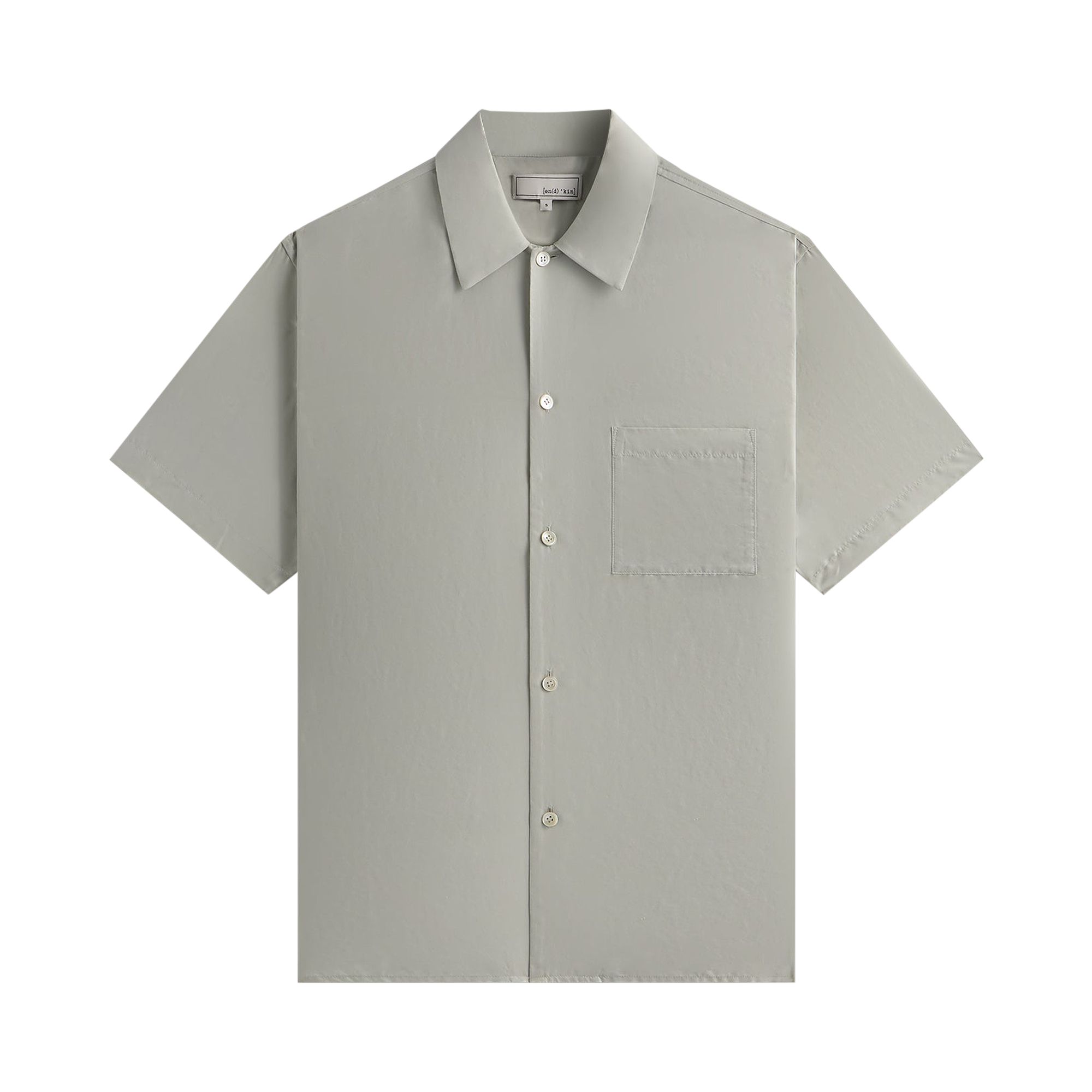 Pre-owned Kith & Kin Silk Habotai Beckham Buttondown 'palais' | Grey | Men's Size S In Gray