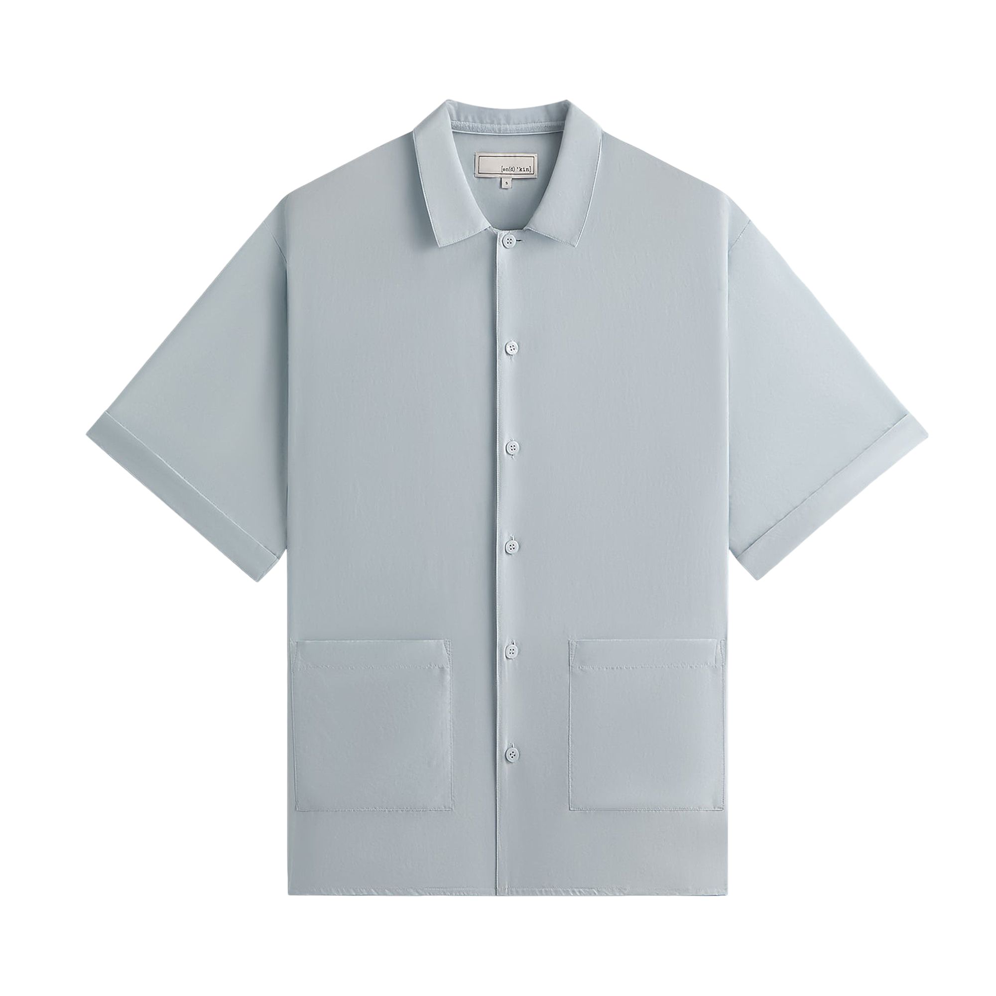 Pre-owned Kith & Kin Silk Habotai Short-sleeve Reade Shirt 'light Indigo' | Blue | Men's Size M