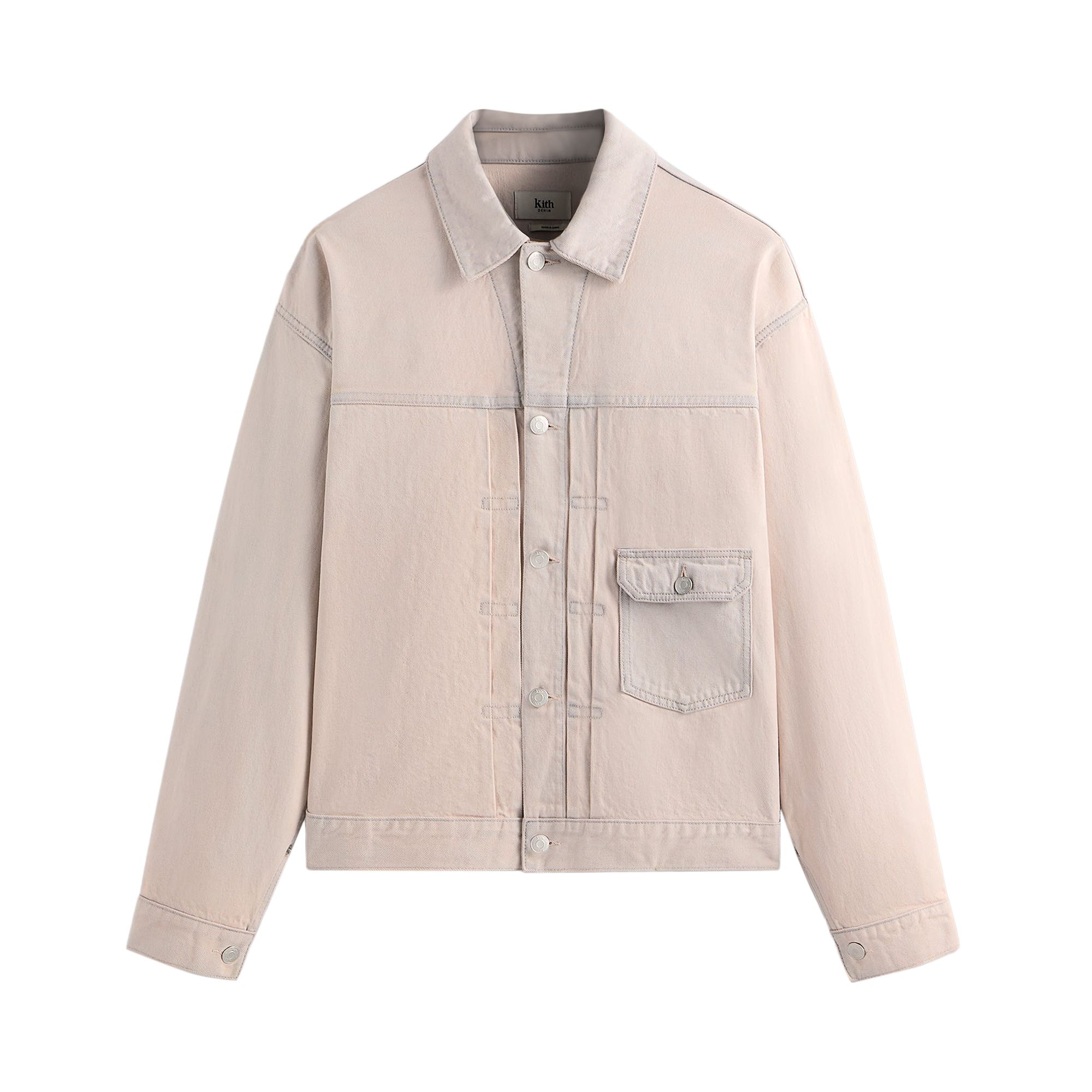 Pre-owned Kith Alonzo Denim Jacket 'washed Pastel' | White | Men's Size L
