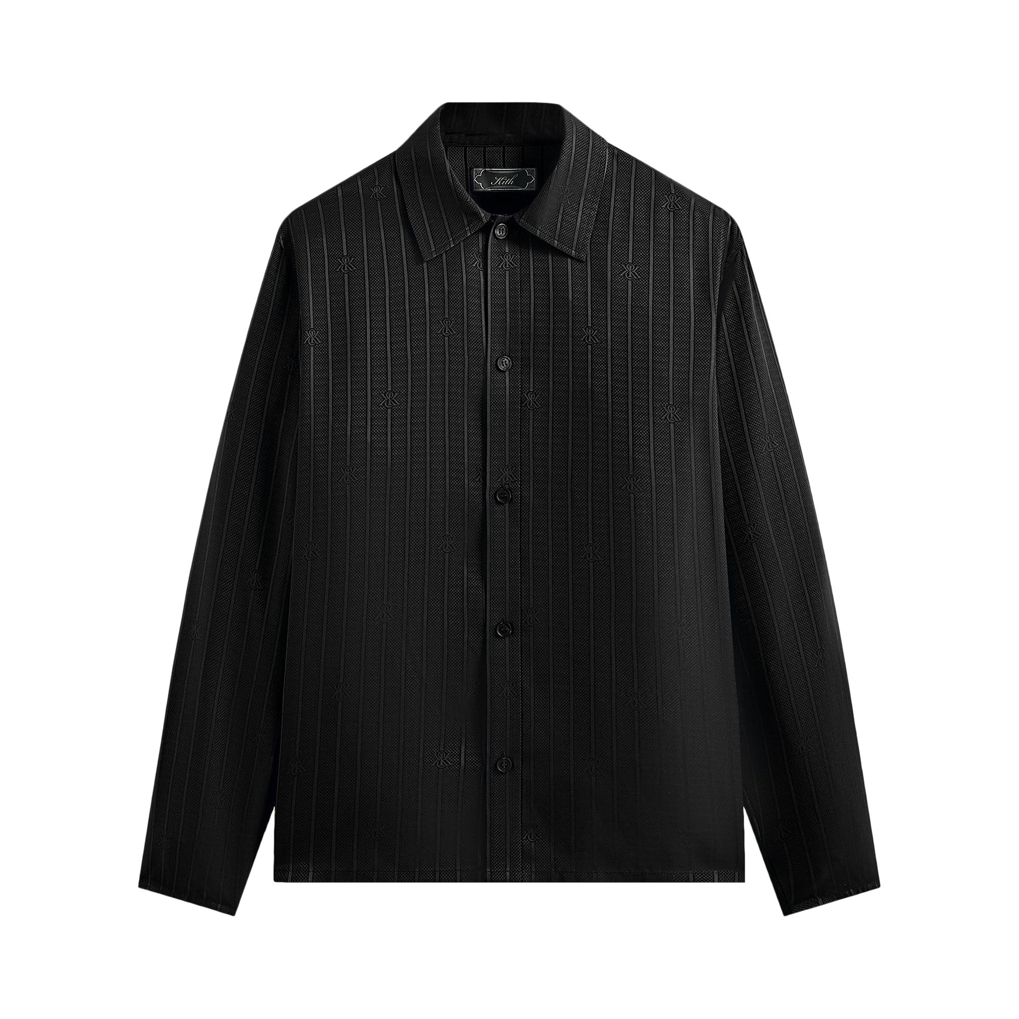 Pre-owned Kith Crest Logo Boxy Collared Overshirt 'black' | Men's Size S