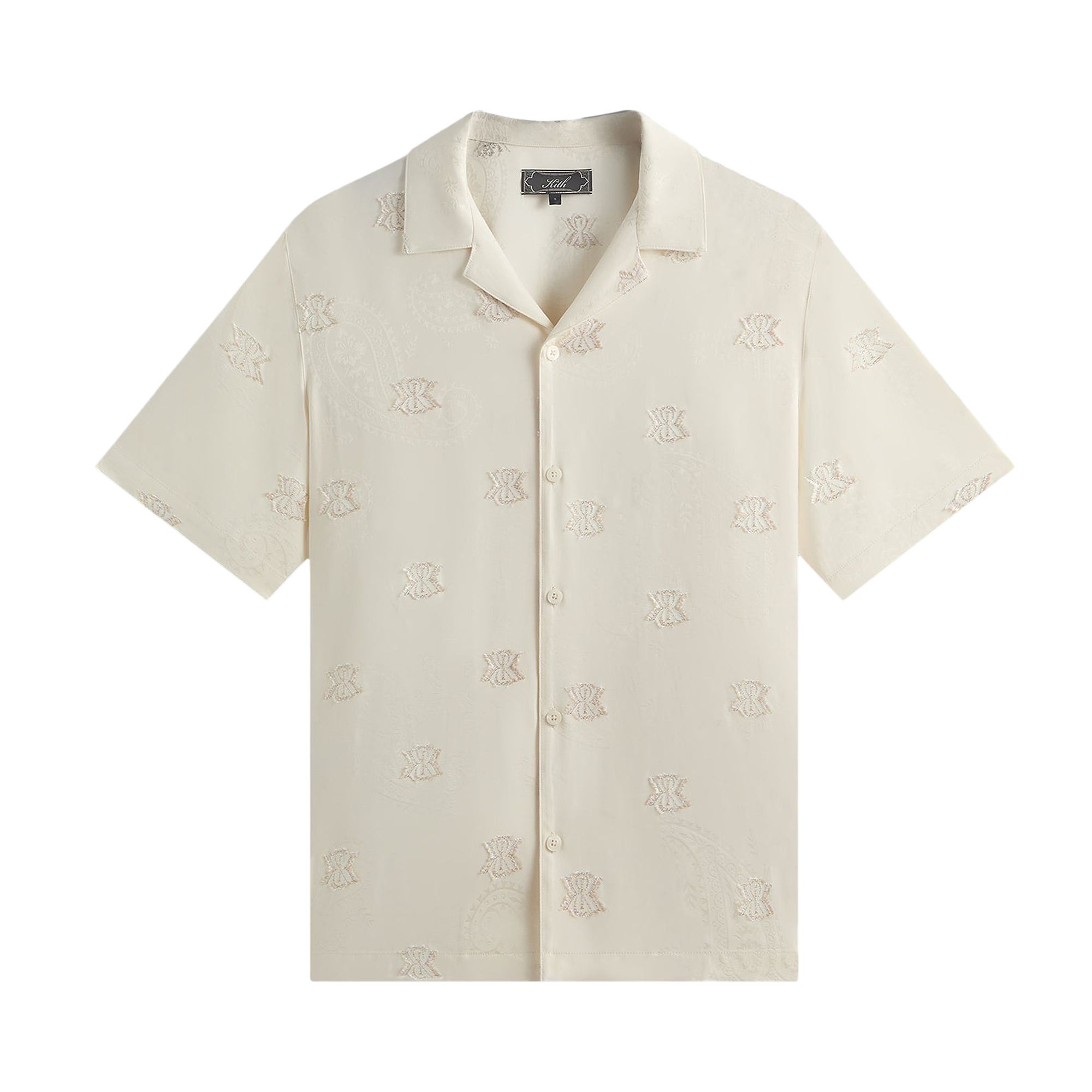 Pre-owned Kith Short-sleeve Thompson Camp Collar Shirt 'sandrift' | White | Men's Size Xs