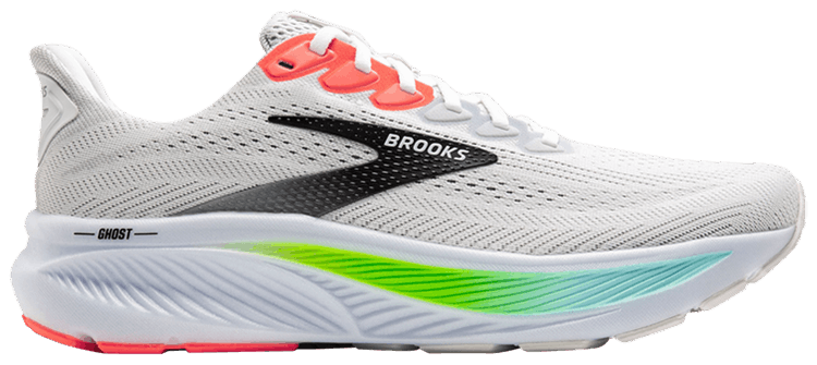 Brooks Ghost 17 2E Wide White Pink Clay Gecko