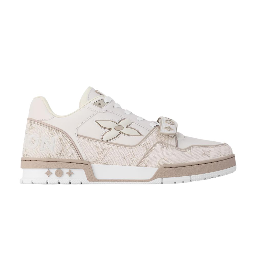 Pre-owned Louis Vuitton Trainer 'velcro Strap - Beige Monogram Flowers' | Cream | Men's Size 9.5 In White
