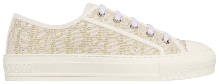 Dior｜SNEAKERS (KCK250DJE 62K) Walk'n'Dior Sneaker White Cotton Canvas with Gold-Tone Dior