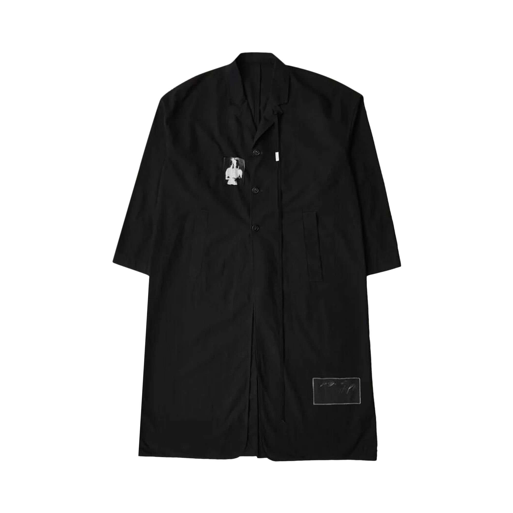 Pre-owned Ann Demeulemeester Dario Light Deconstructed Coat With Printed Patches 'black' | Men's Size 50
