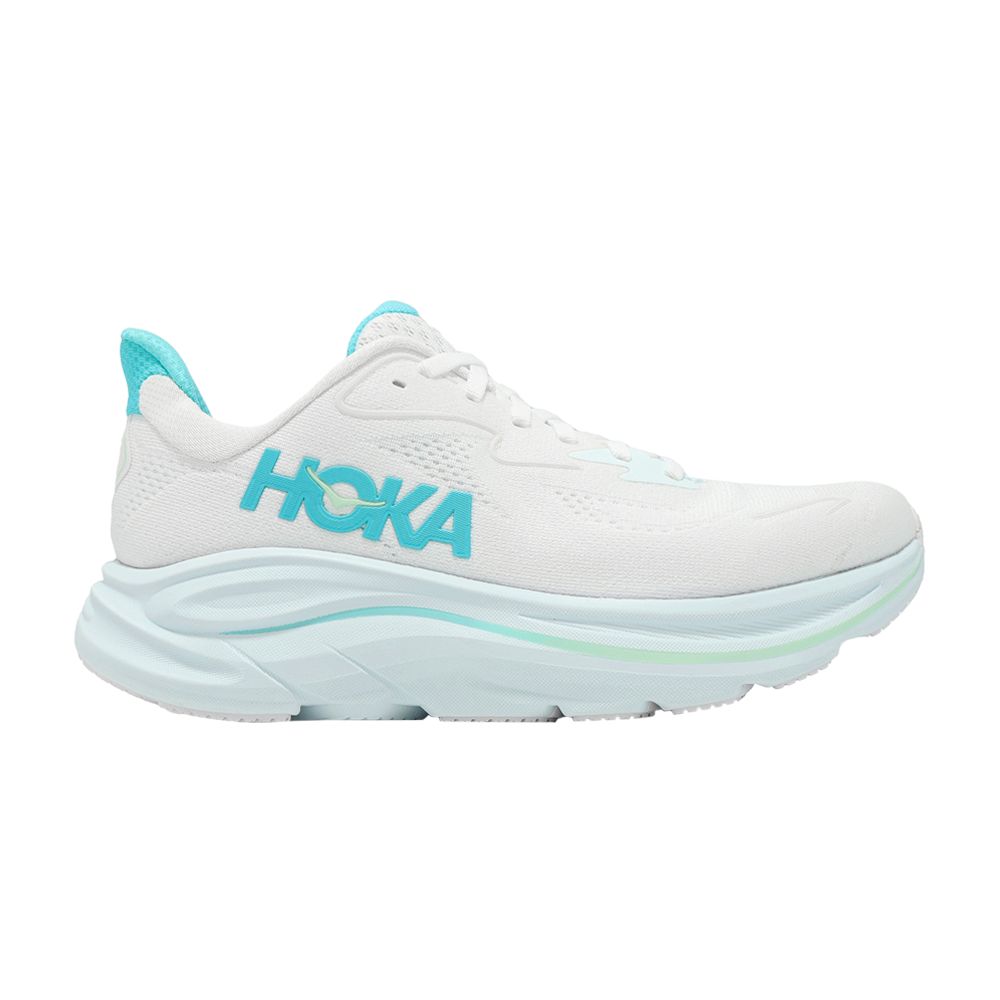 HOKA Wmns Clifton 10 Wide 'White Cielo Blue' | Women's Size 11 - 1162050-WTCL