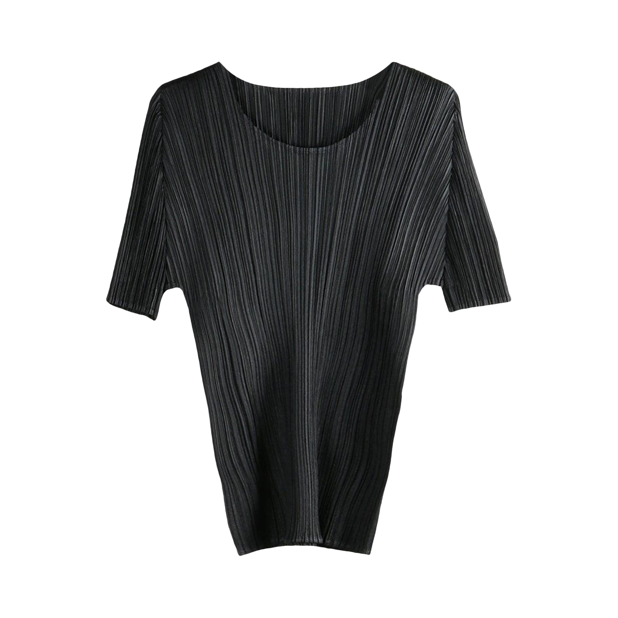 Pre-owned Issey Miyake Pleats Please  Basics May Shirt 'black' | Women's Size 3