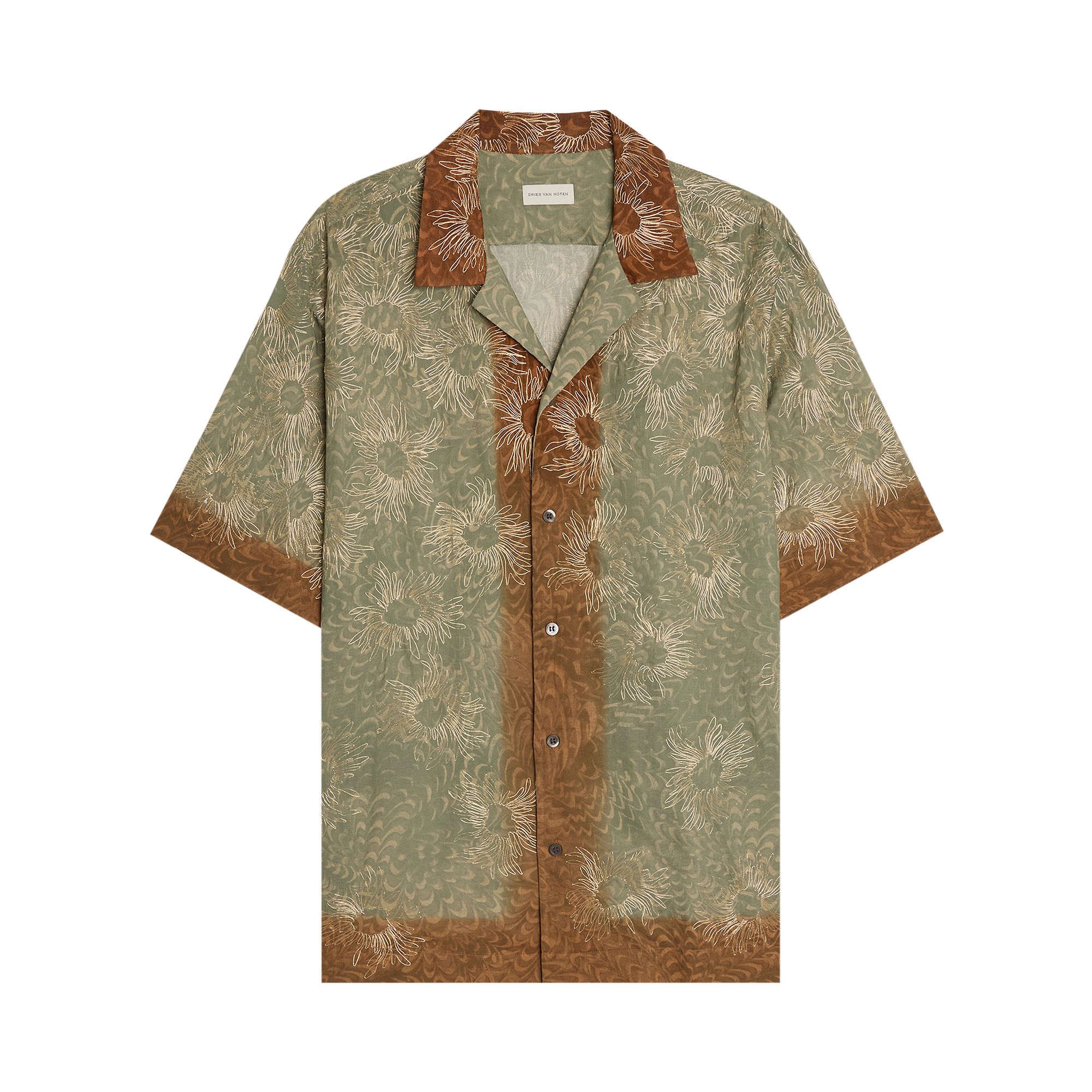 Pre-owned Dries Van Noten Carltone Embroidered Shirt 'mint' | Green | Men's Size 52