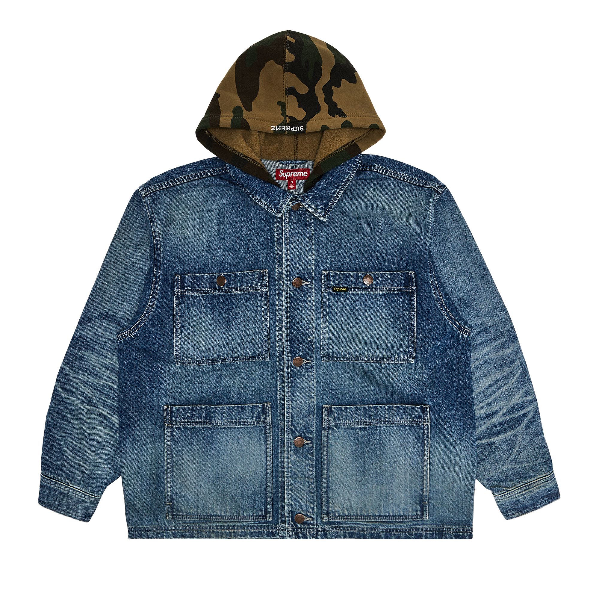 Pre-owned Supreme Worn Hooded Chore Coat 'denim' | Blue | Men's Size S