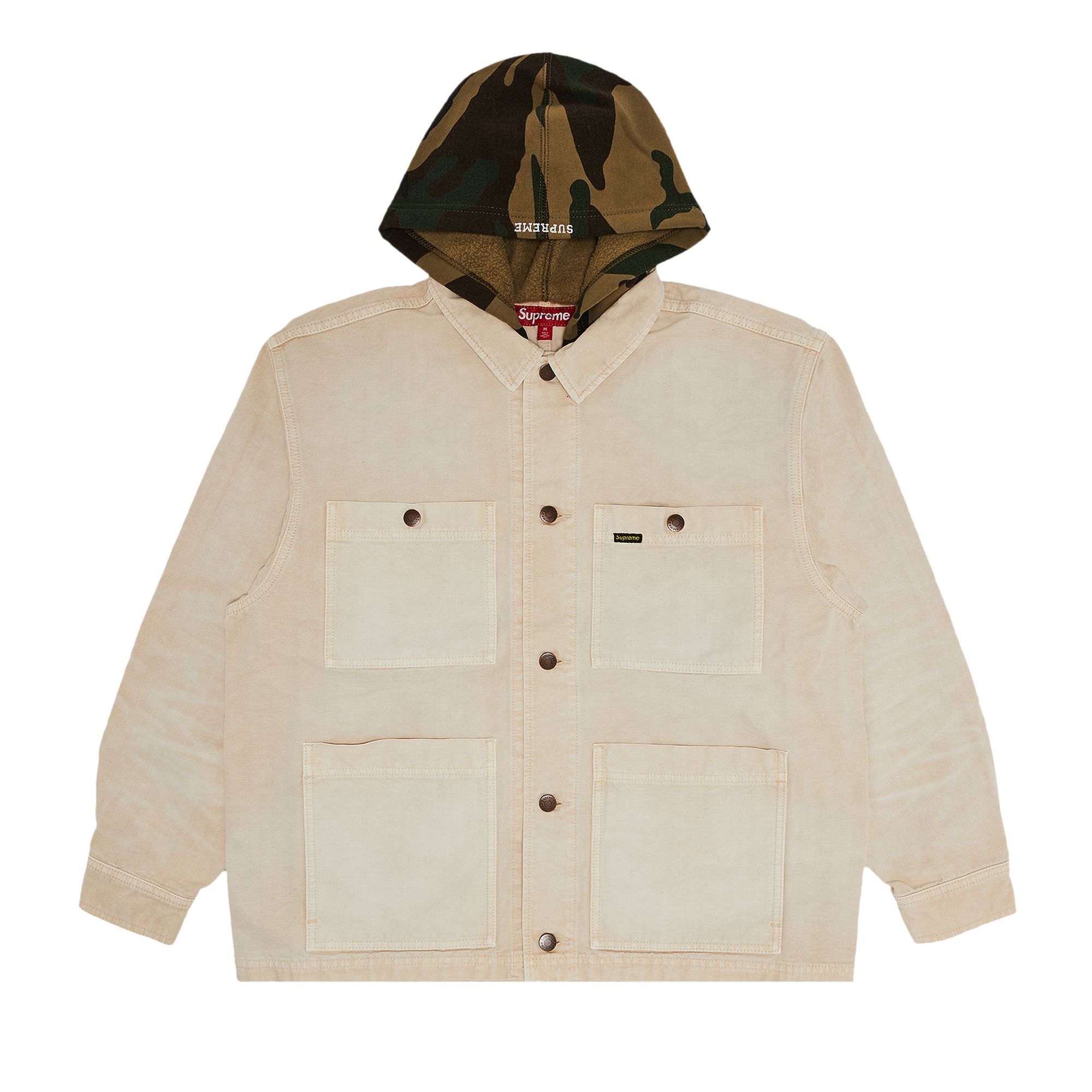 Pre-owned Supreme Worn Hooded Chore Coat 'natural' | Cream | Men's Size Xxl
