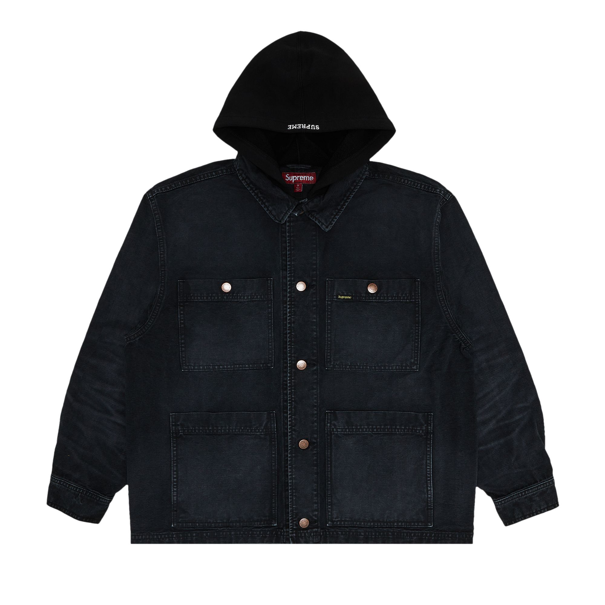 Pre-owned Supreme Worn Hooded Chore Coat 'black' | Men's Size M