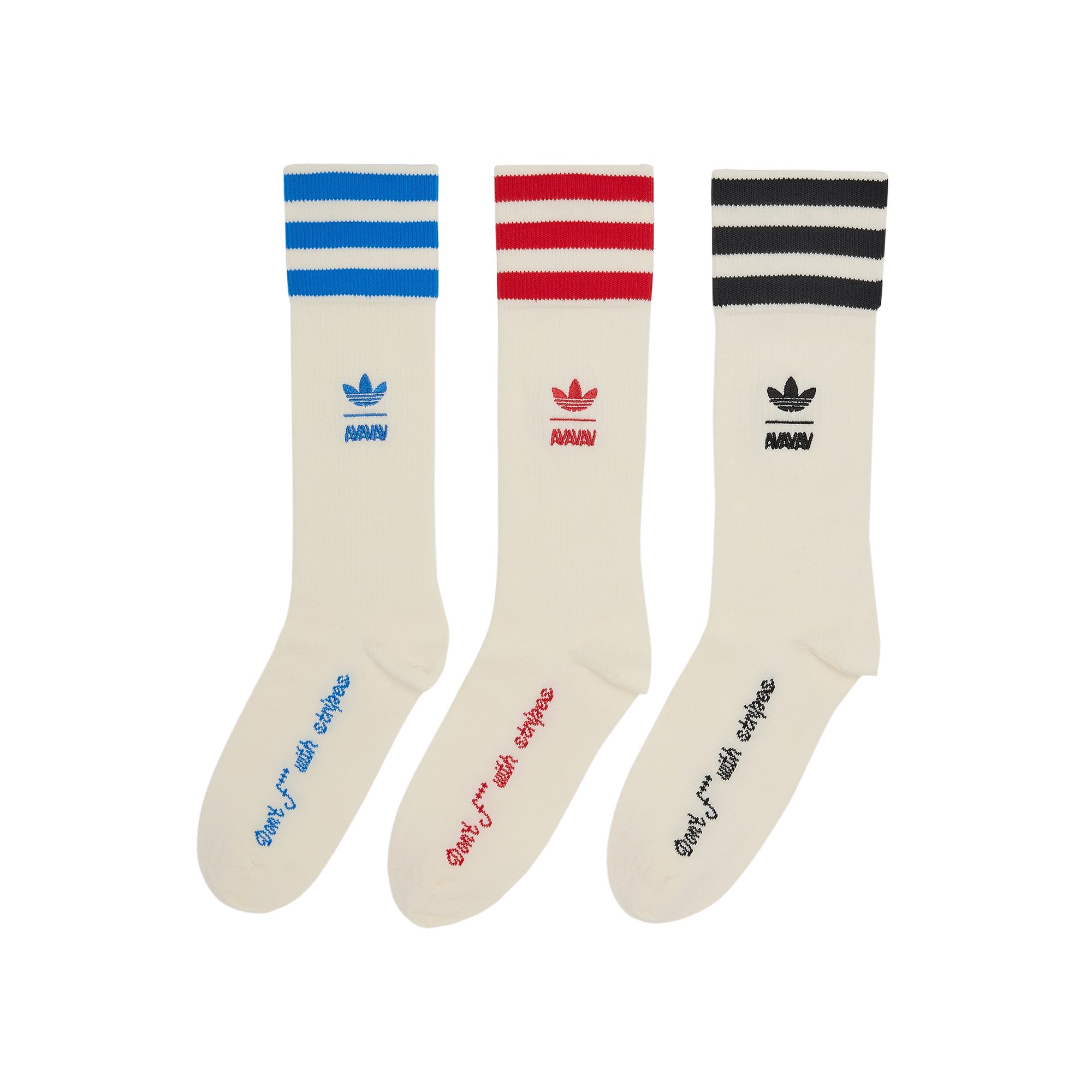 Pre-owned Adidas Originals Adidas X Avavav Socks (3 Pack) 'cream White/black/better Scarlet/blue Bird' | Men's Size S