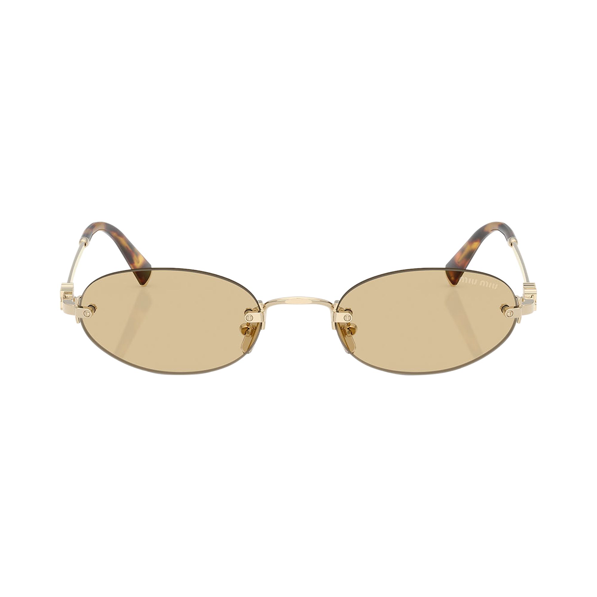 Pre-owned Miu Miu Oval Sunglasses 'gold Yellow' | Women's Size Onesize