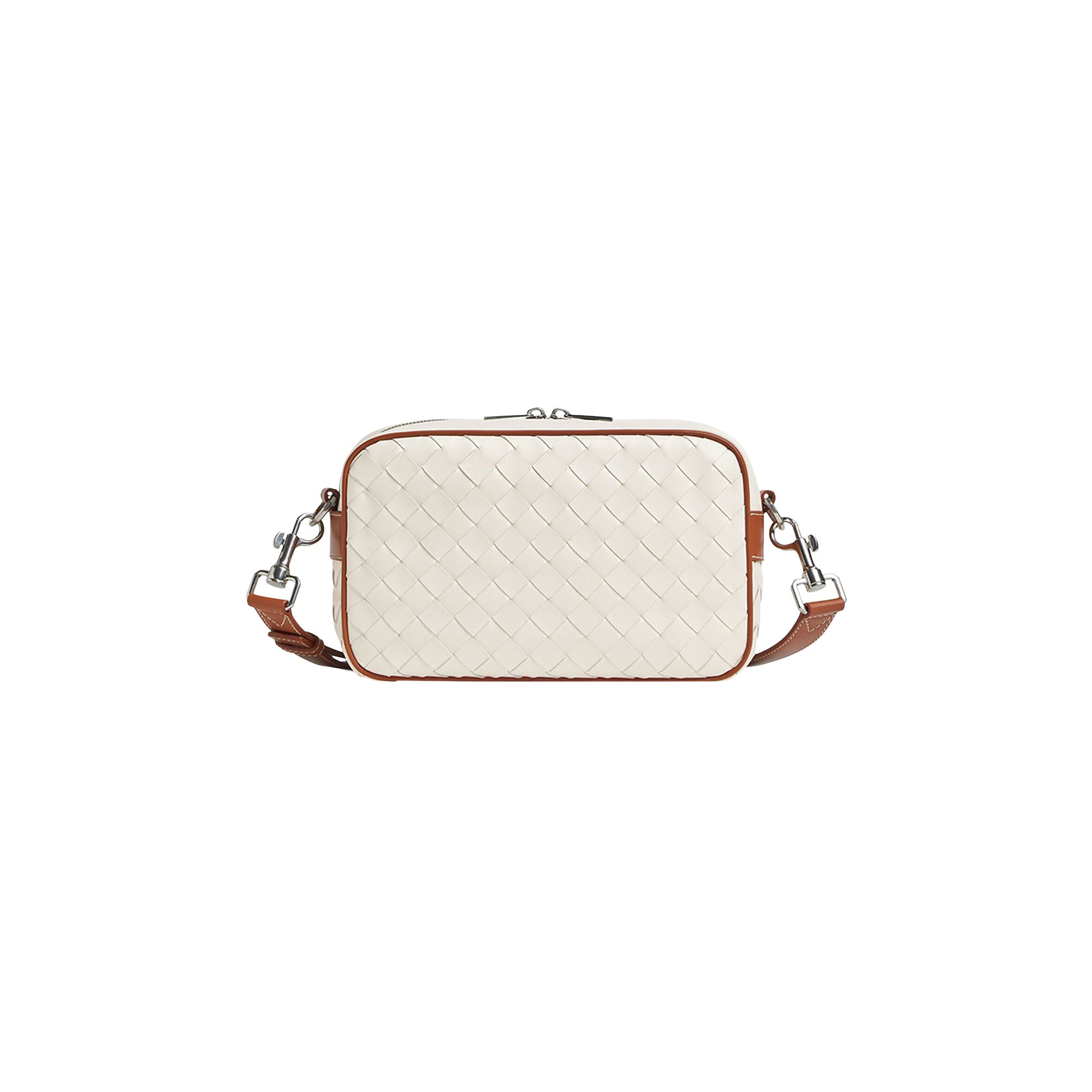 Pre-owned Bottega Veneta Small Intrecciato Camera Bag 'white/light Wood' | Men's Size Onesize
