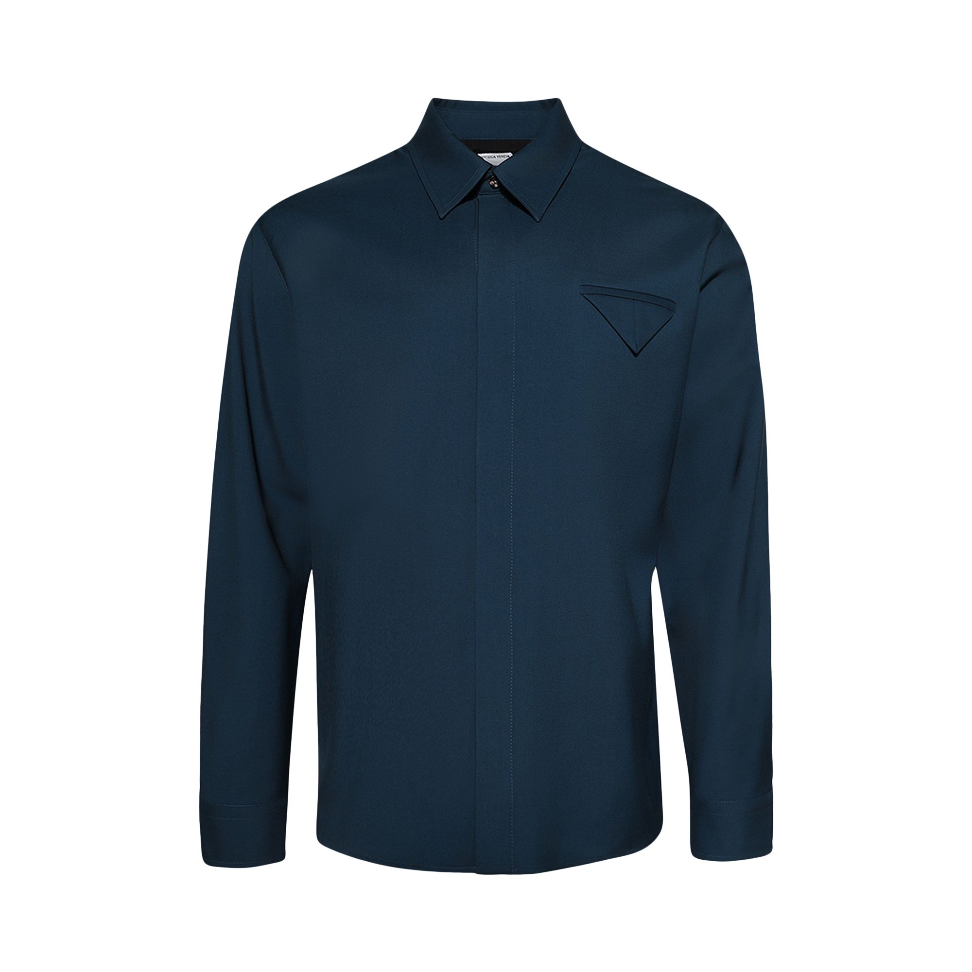Pre-owned Bottega Veneta Light Wool Twill Tail Shirt 'deep Blue' | Men's Size 54