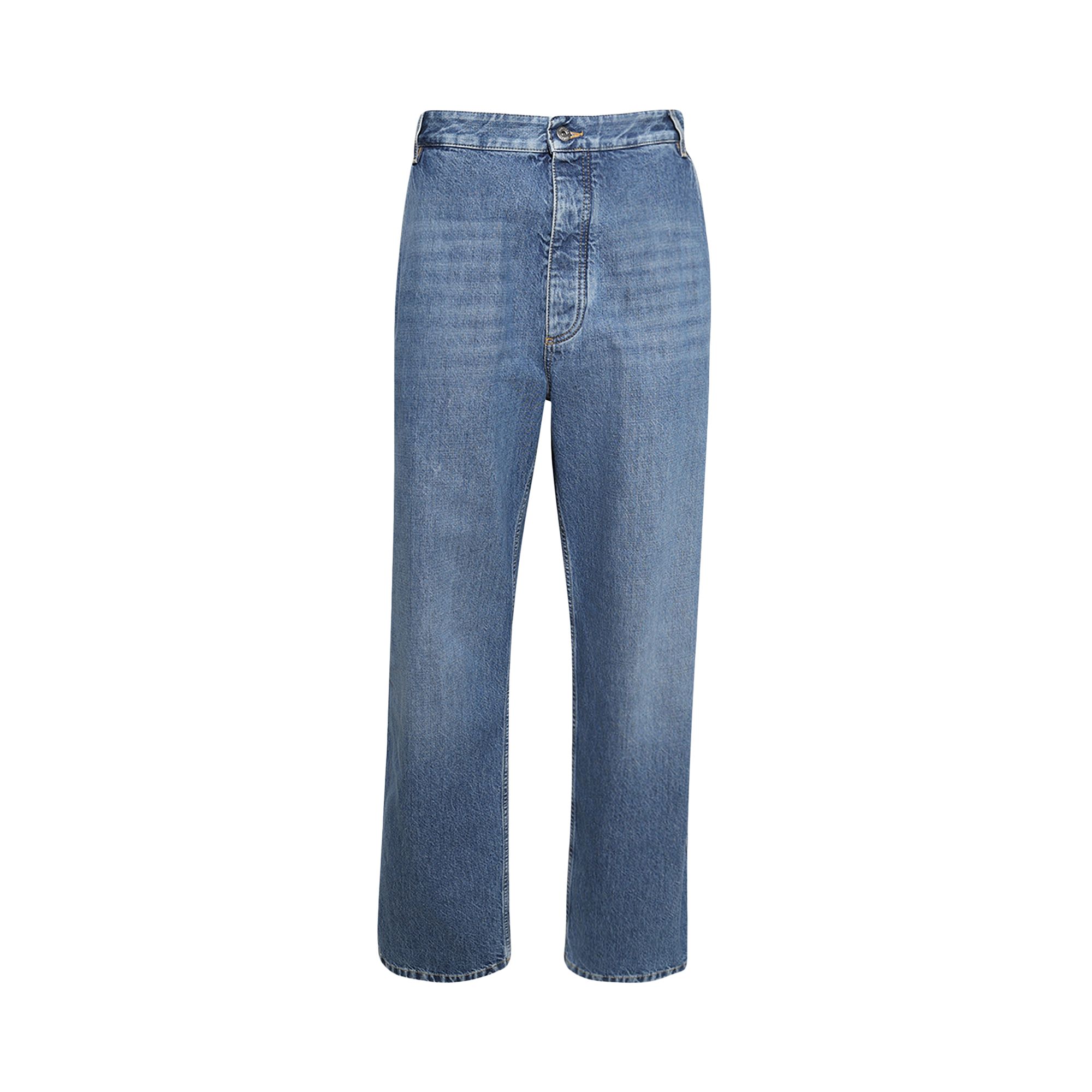 Pre-owned Bottega Veneta Rigid Denim Jeans 'mid Blue' | Men's Size 54