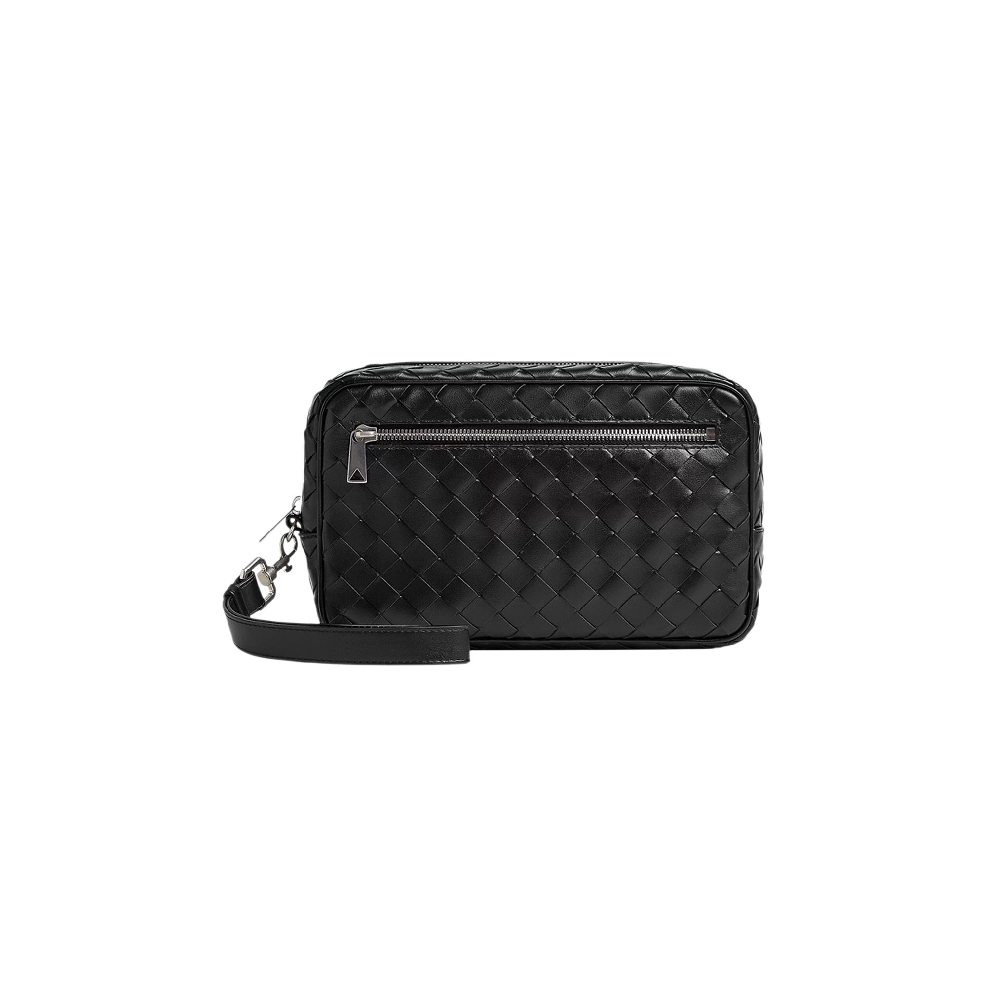 Pre-owned Bottega Veneta Intrecciato Wristlet Pouch 'black/silver' | Men's Size Onesize
