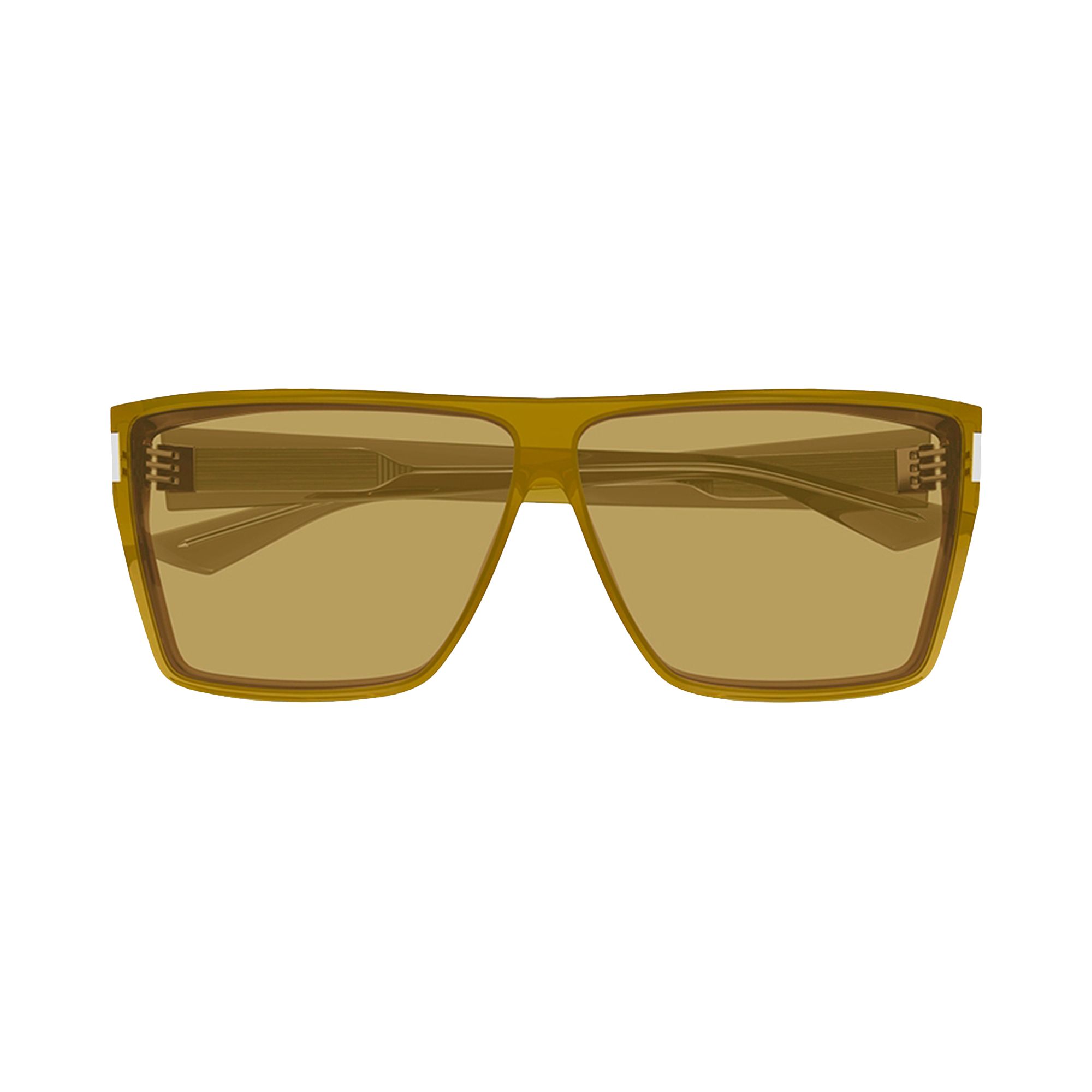 Pre-owned Saint Laurent Rectangular Sunglasses 'shiny Transparent Ocra' | Green | Women's Size Onesize