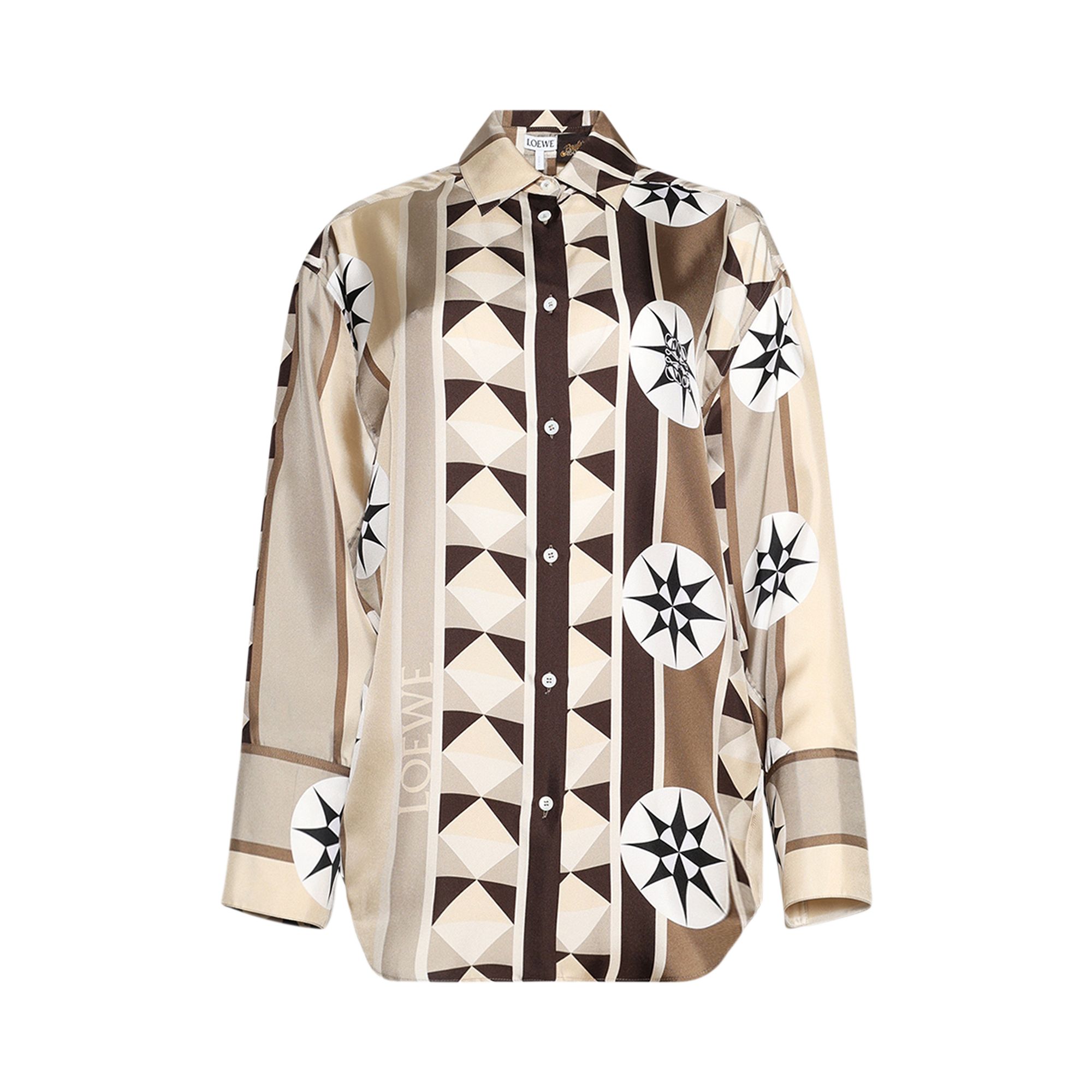 Pre-owned Loewe Compass Long-sleeve Shirt 'beige/multicolor' | Tan | Women's Size 36