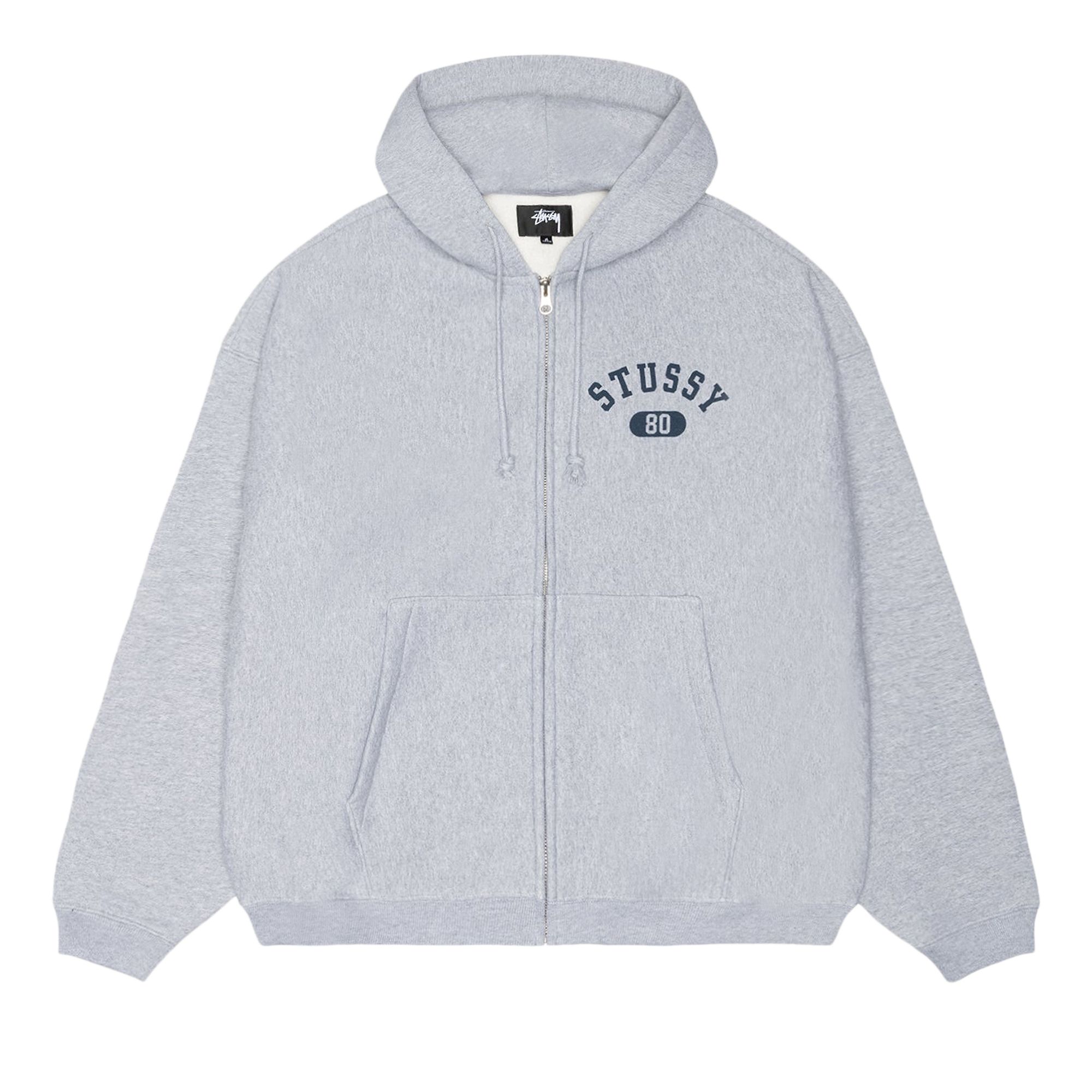 Pre-owned Stussy Varsity Zip Hoodie 'grey Heather' | Men's Size M In Gray