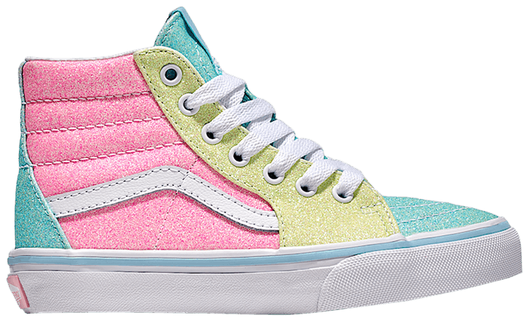 Vans Sk8 Hi Kids Pastel Pink Yellow Blue Glitter