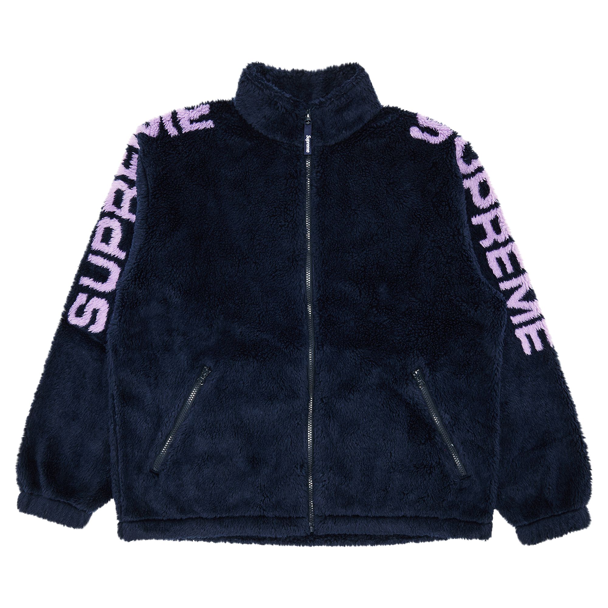 Pre-owned Supreme Shoulder Logo Fleece Jacket 'navy' | Blue | Men's Size M