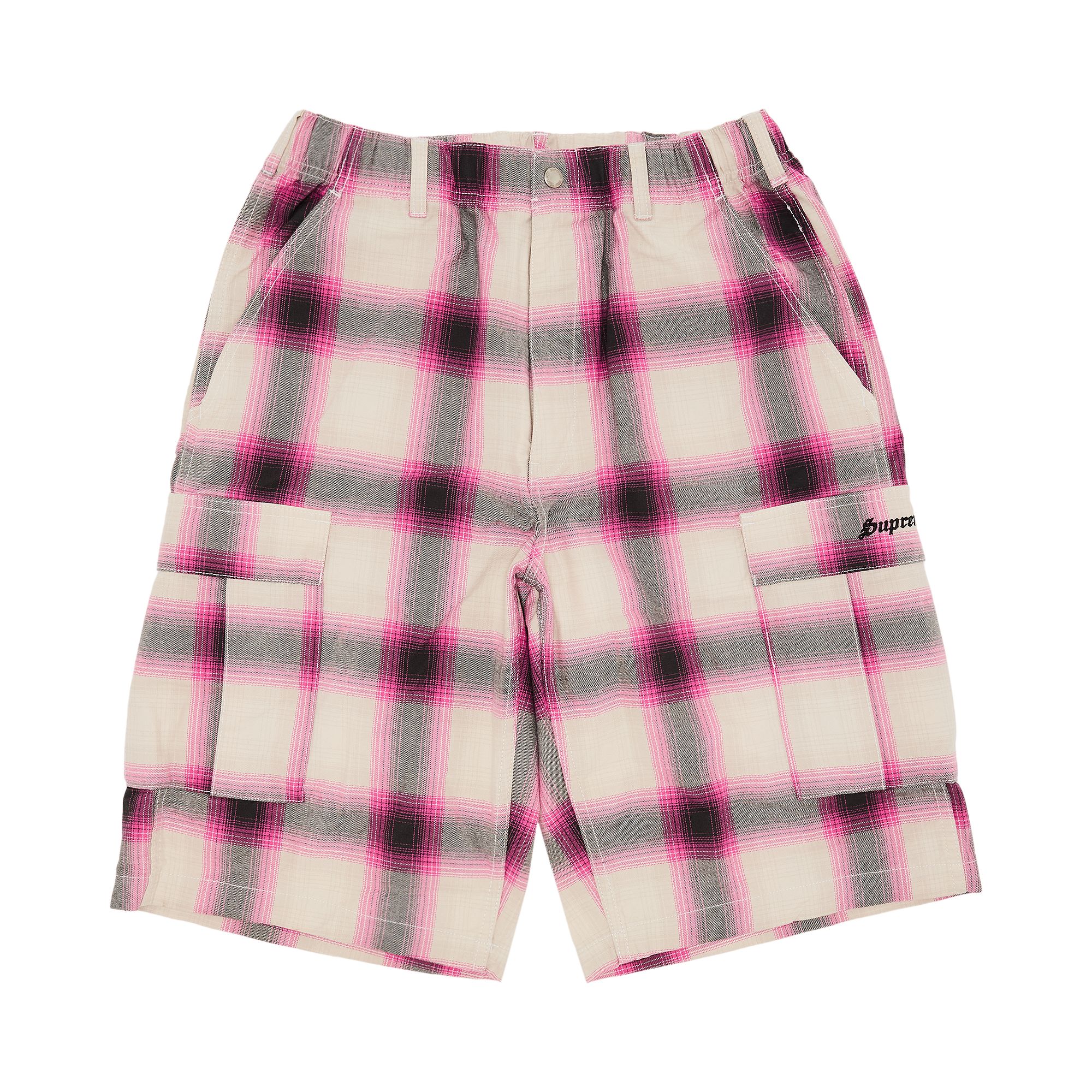 Pre-owned Supreme Shadow Plaid Cargo Short 'pink' | Men's Size M