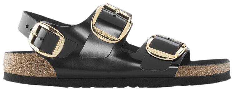 Birkenstock Wmns Milano Big Buckle Natural Patent Leather Narrow Black