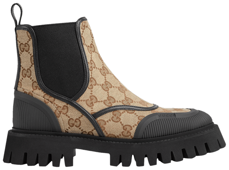 Gucci Wmns Ankle Boot GG Canvas   Beige Ebony