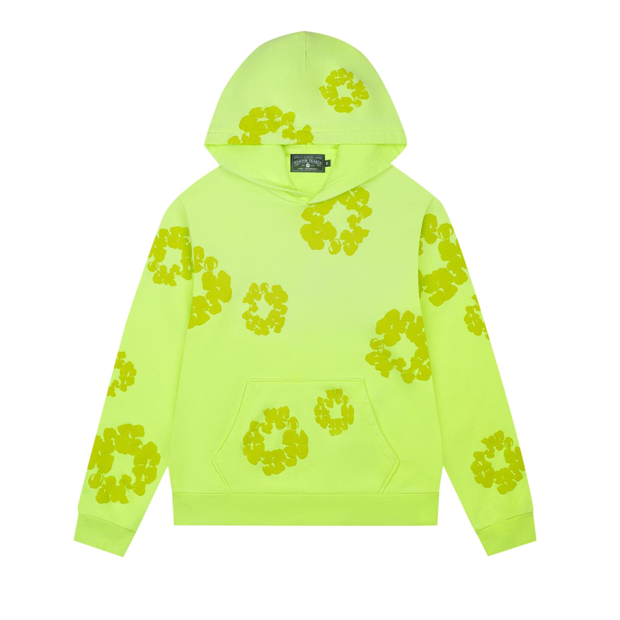Pre-owned Denim Tears Mono Cotton Wreath Hoodie 'neon Green' | Men's Size L