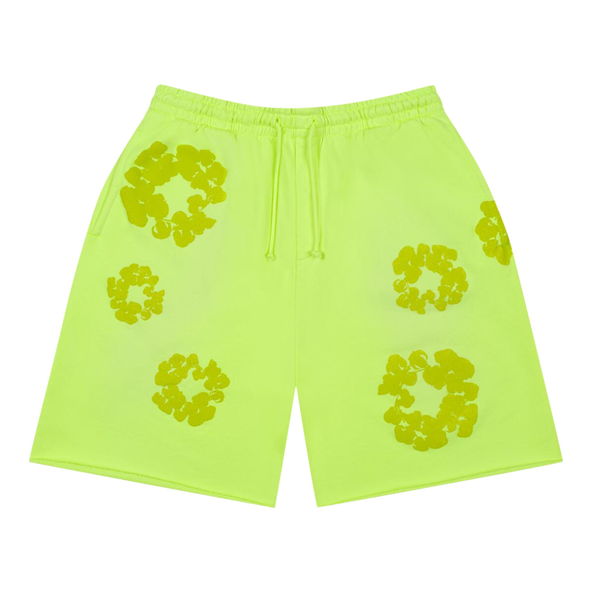 Pre-owned Denim Tears Mono Cotton Wreath Sweat Shorts 'neon Green' | Men's Size L