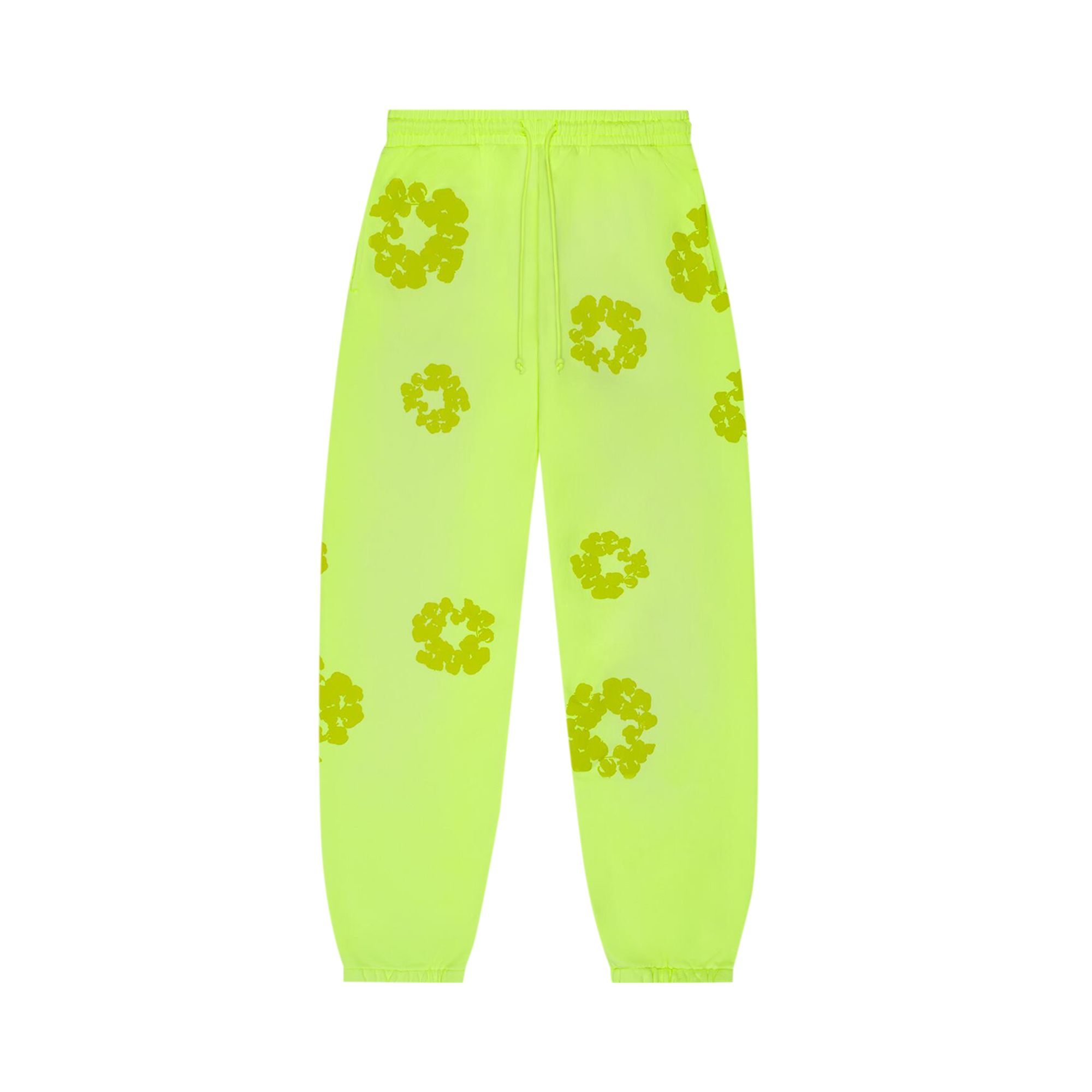 Pre-owned Denim Tears Mono Cotton Wreath Sweatpants 'neon Green' | Men's Size L
