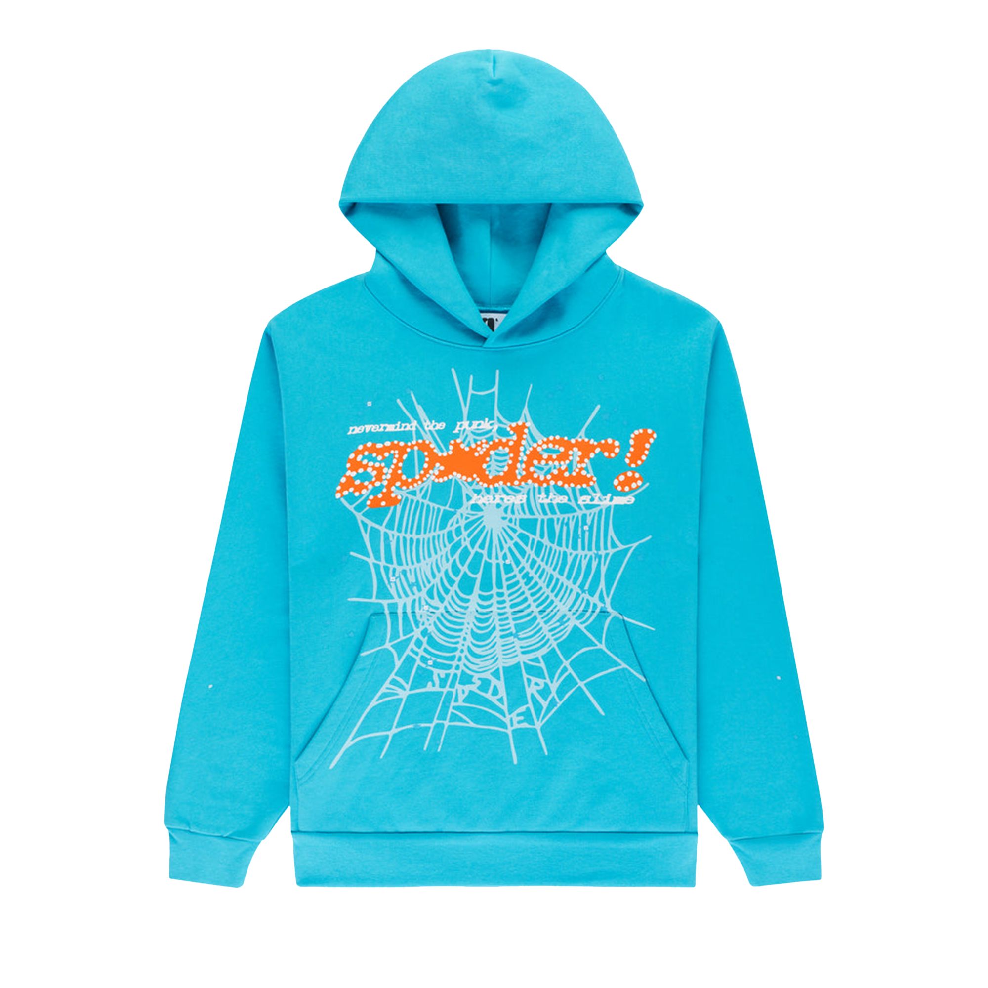 Pre-owned Sp5der Punk V2 Hoodie 'cyan' | Blue | Men's Size M