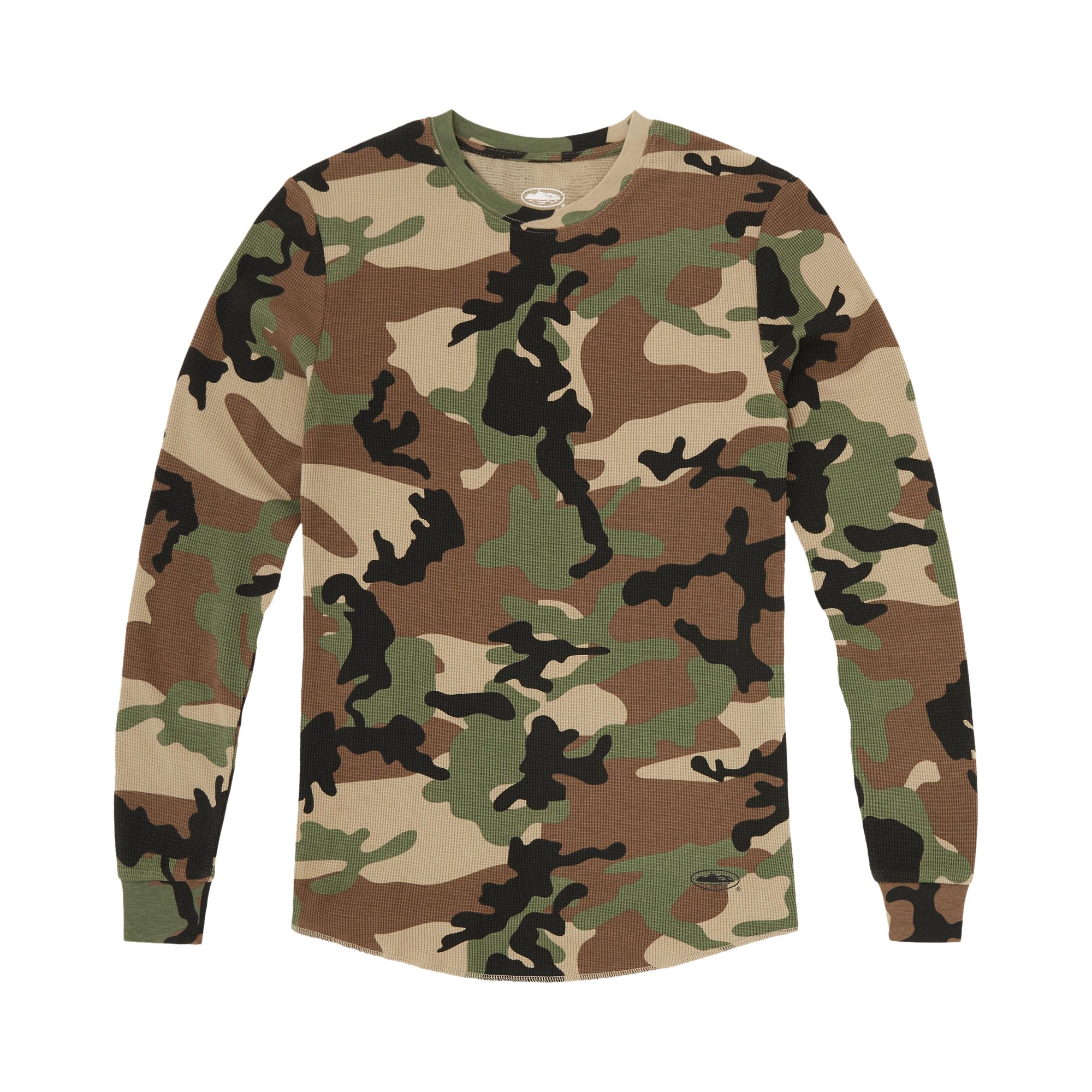Pre-owned Corteiz Guerillaz Thermal Long-sleeve Tee 'woodland Camo' | Brown | Men's Size M