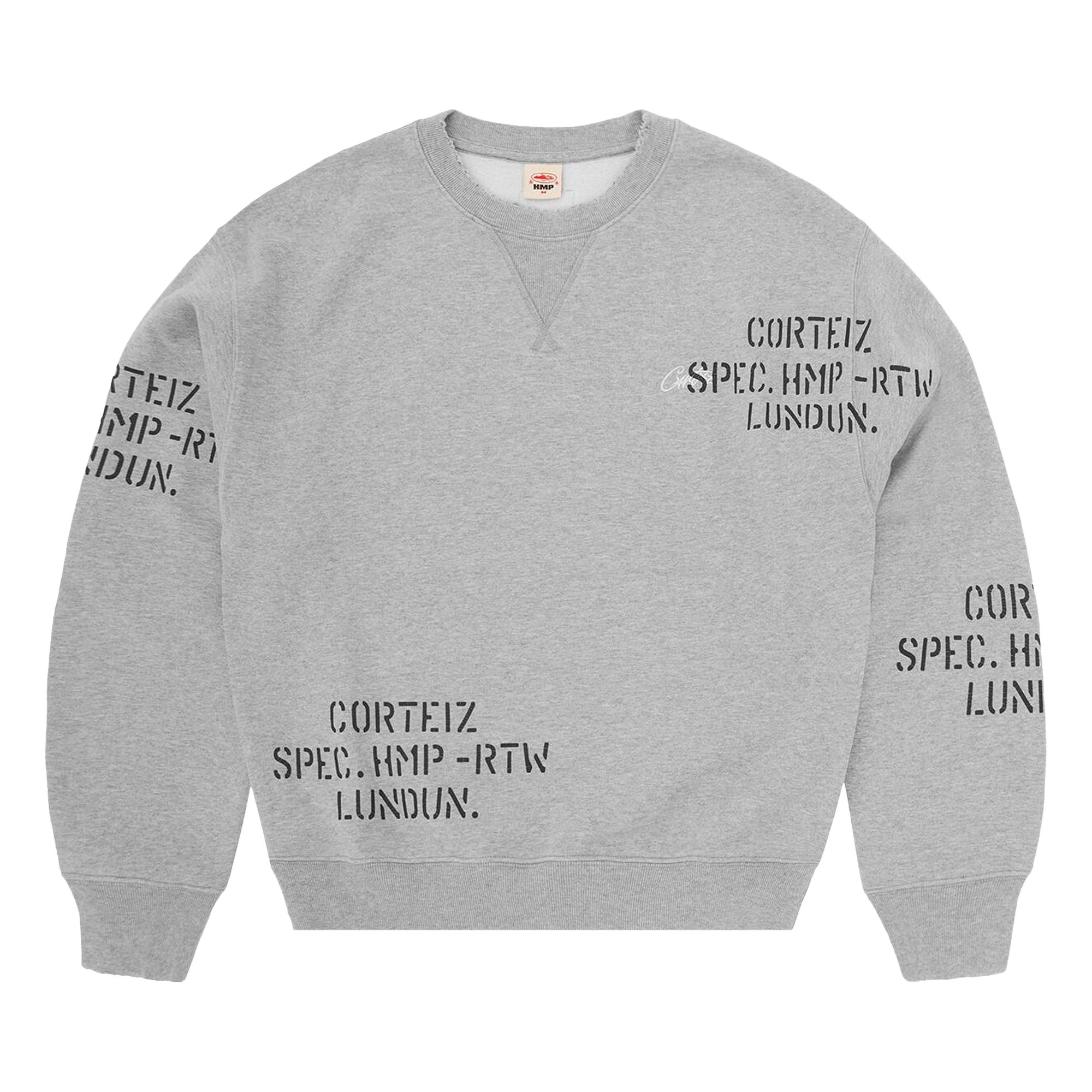 Pre-owned Corteiz Hmp Stencil Crewneck 'light Heather' | Grey | Men's Size L In Gray