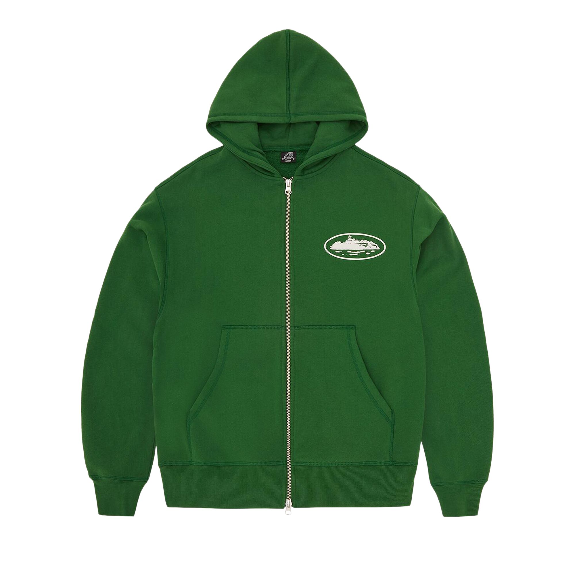 Pre-owned Corteiz Island Puff Print Zip Hoodie 'green' | Men's Size L