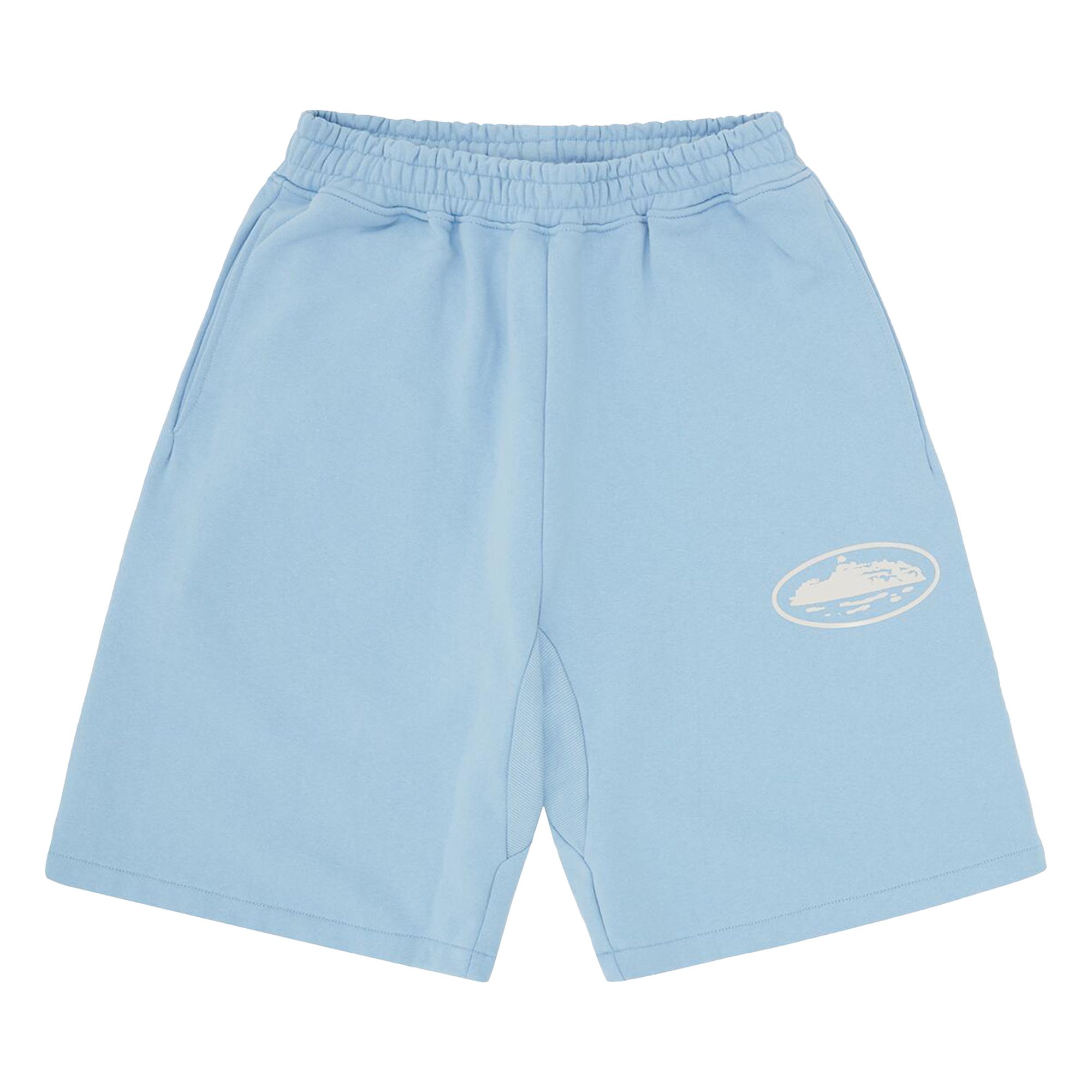 Pre-owned Corteiz Island Puff Print Sweatshort 'baby Blue' | Men's Size Xxl