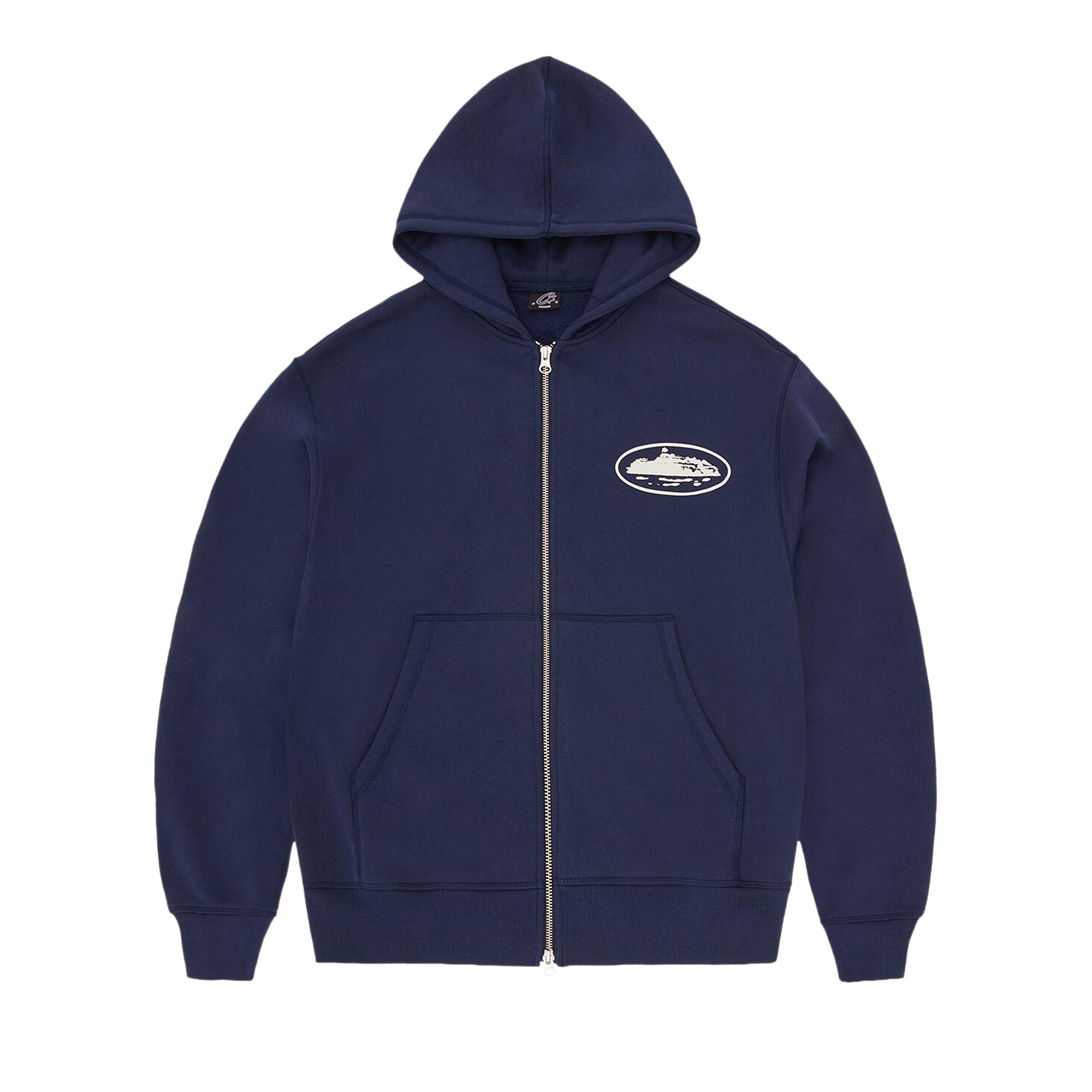 Pre-owned Corteiz Island Puff Print Zip Hoodie 'navy' | Blue | Men's Size S