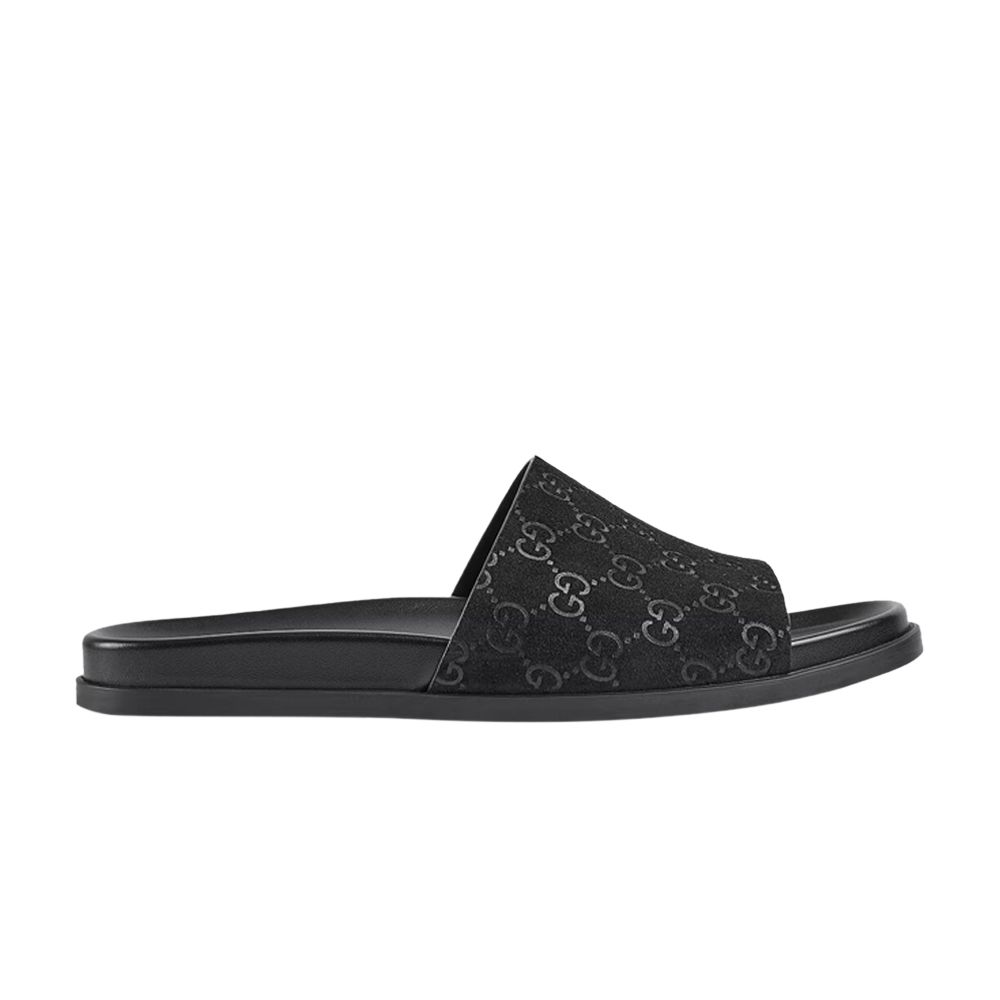 Gucci Slide Sandal 'Engraved GG Monogram - Black' | Men's Size 5 - 834941-AADUO-1000