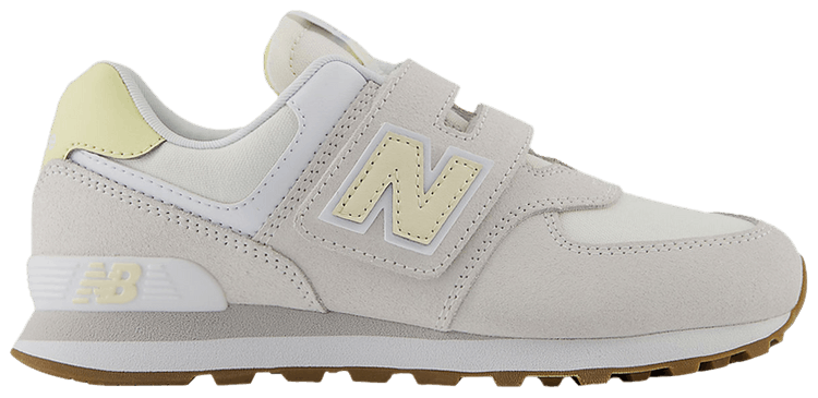 New Balance 574 Hook  Loop Little Kid Wide Grey Yellow