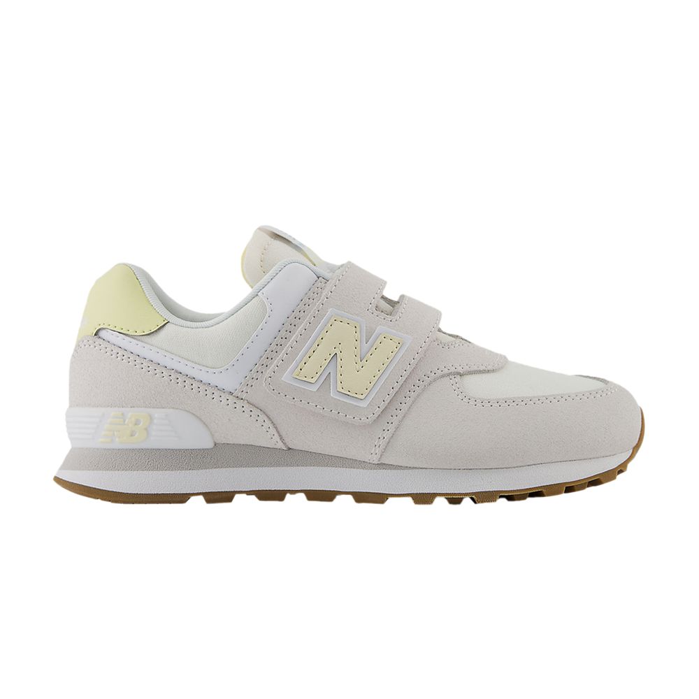 New Balance 574 Hook & Loop Little Kid Wide 'Grey Yellow' | Kid's Size 12 - PV574CBL-W