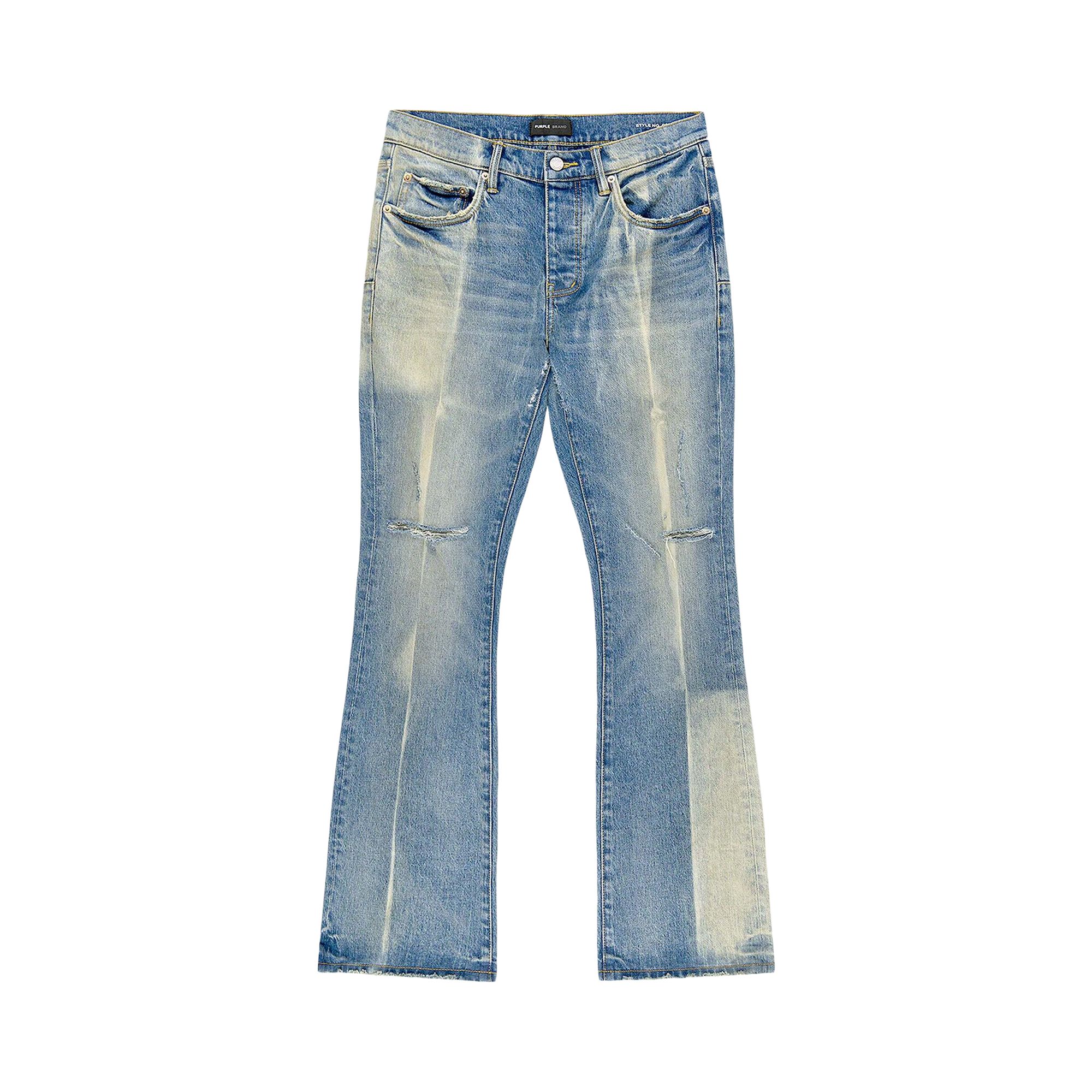 Pre-owned Purple Brand Gaia Blowout Flare Jeans 'mid Indigo' | Blue | Men's Size 34