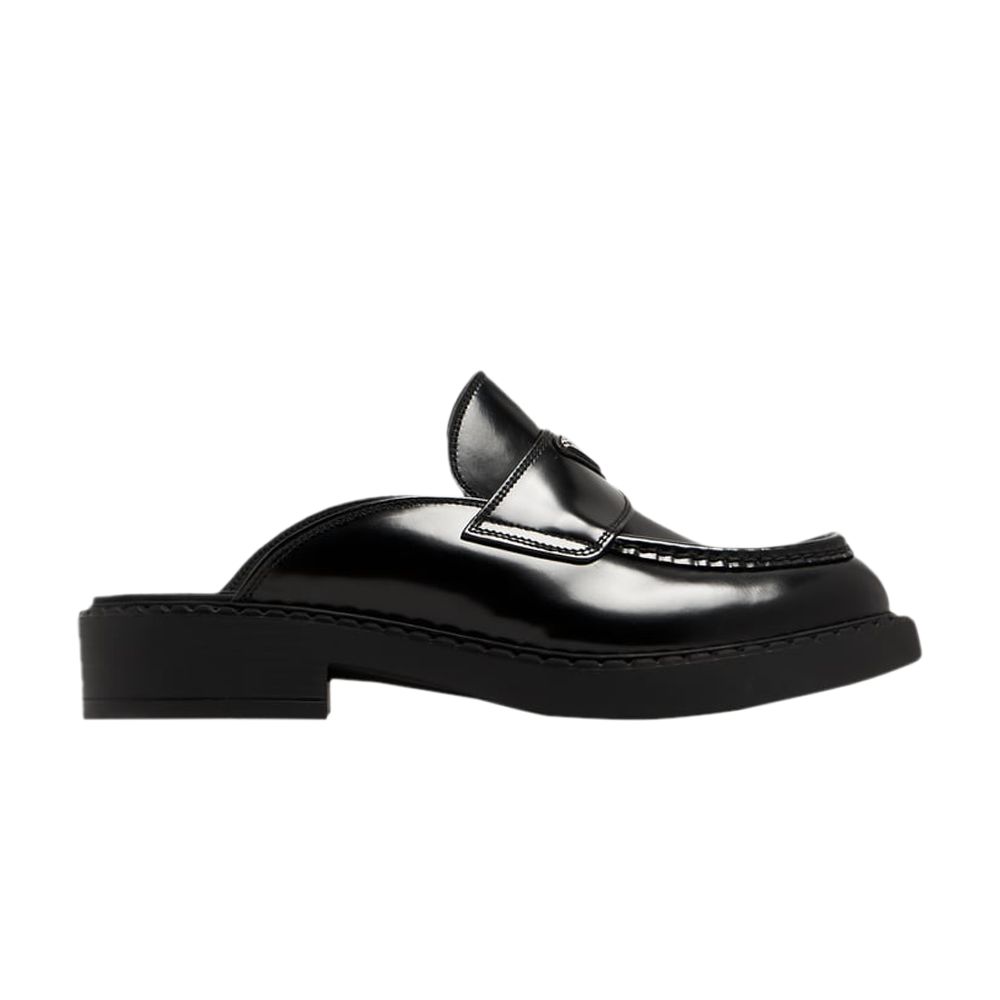 Pre-owned Prada Brushed Leather Mule 'black' | Men's Size 7