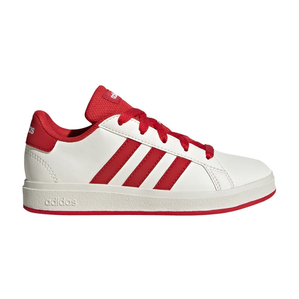 Pre-owned Adidas Originals Adidas Grand Court Lace-up K 'off White Collegiate Red' | Kid's Size 5.5