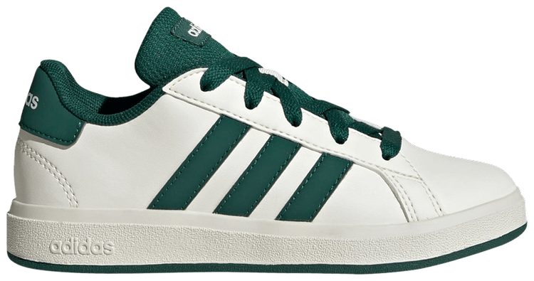 Adidas Grand Court Lace Up K Off White Collegiate Green