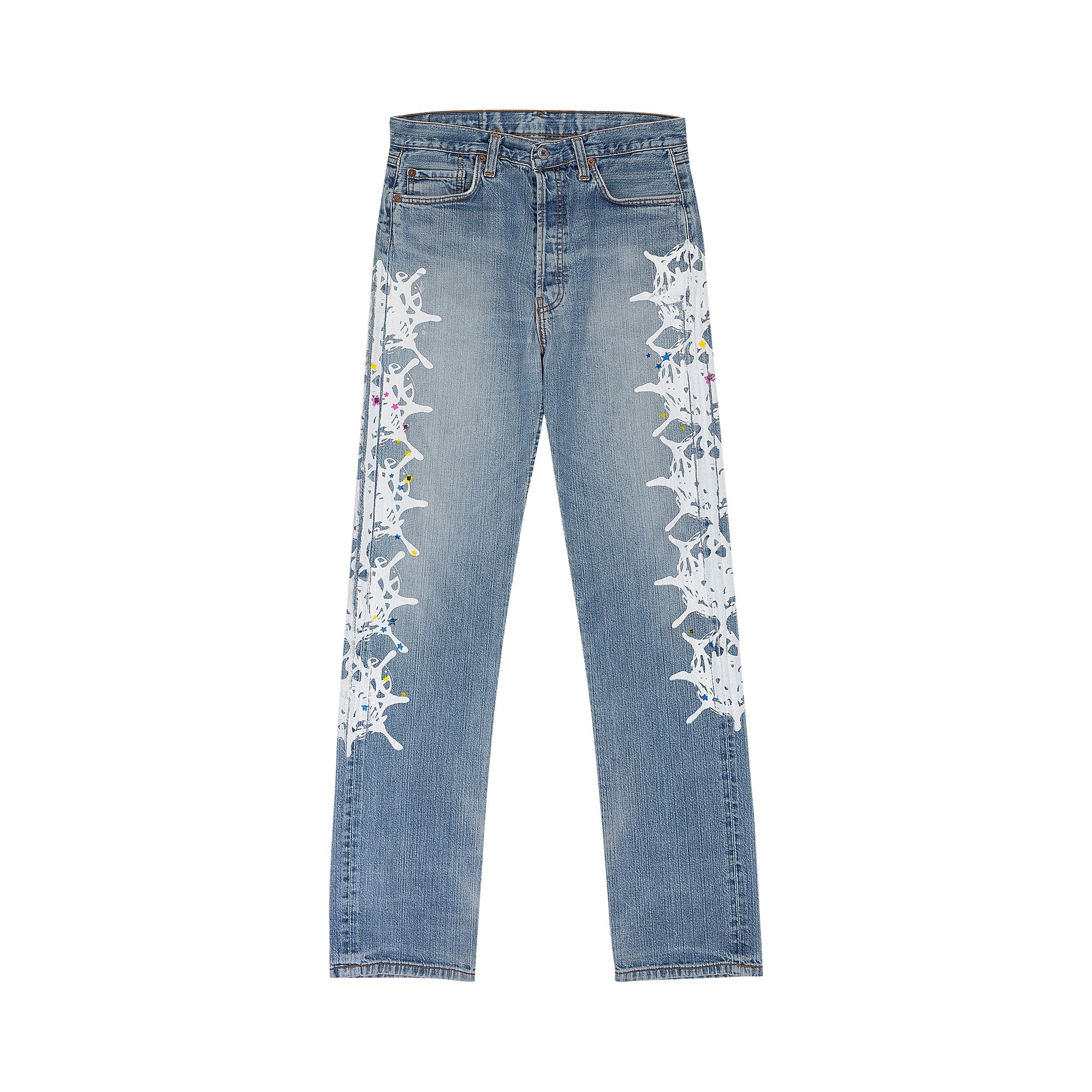 Pre-owned Sp5der Web Straight-fit Jeans 'blue' | Men's Size 34