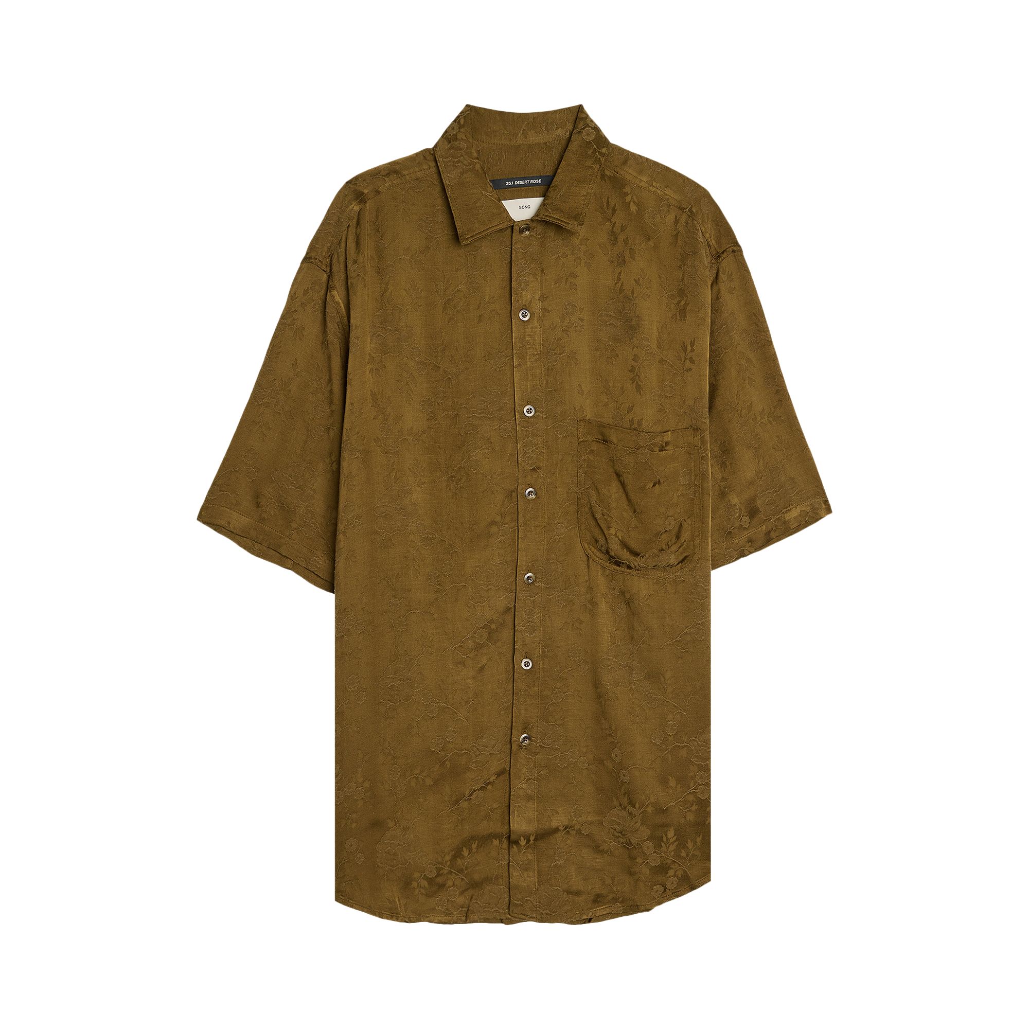 Pre-owned Song For The Mute Antique Floral Short-sleeve Oversized Shirt 'khaki' | Tan | Men's Size 48