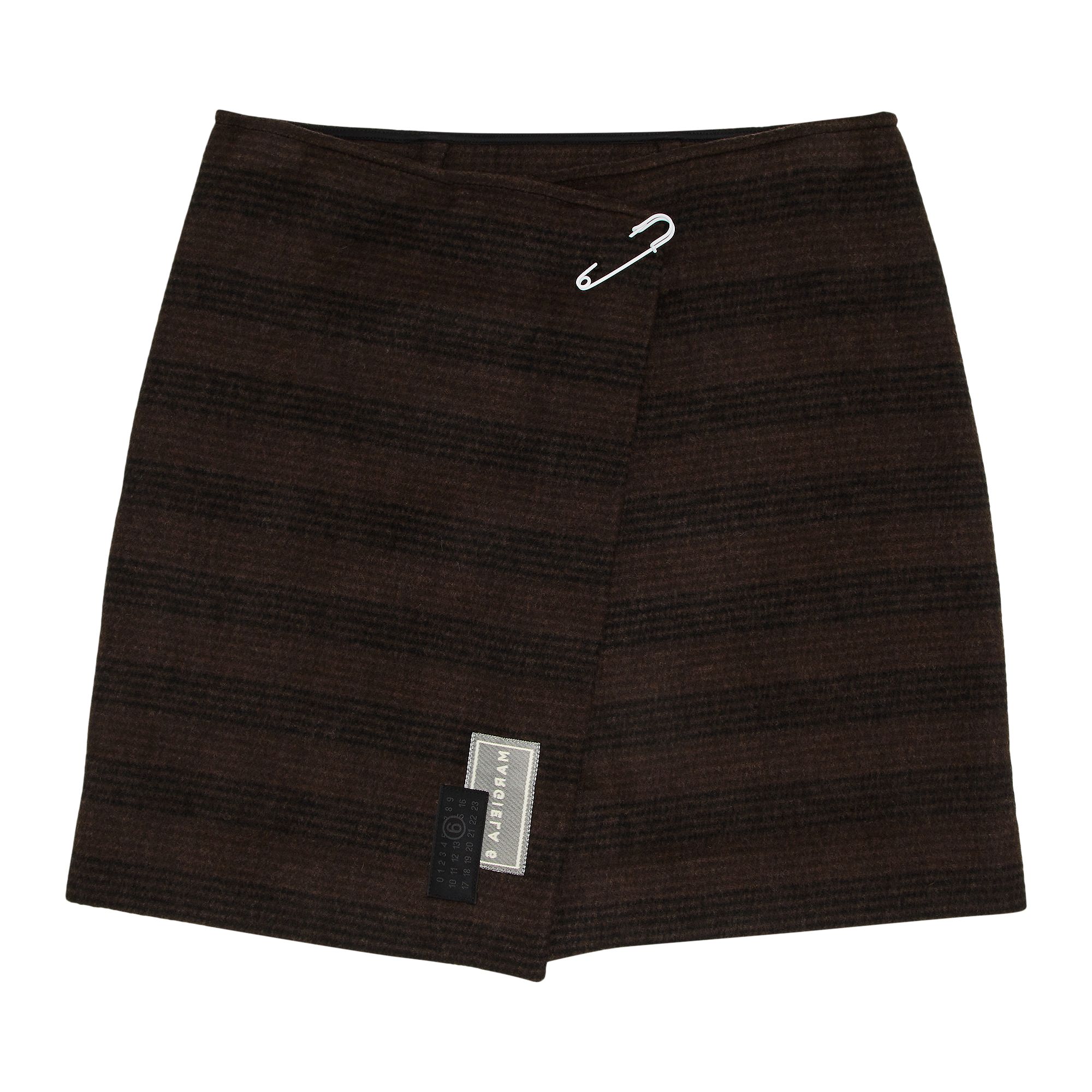 Pre-owned Mm6 Maison Margiela Checked Wool Blend Mini Skirt 'brown/black' | Blue | Women's Size 40