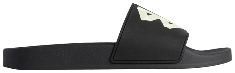 Balenciaga Pool Slides Tape Type Logo   Black Yellow