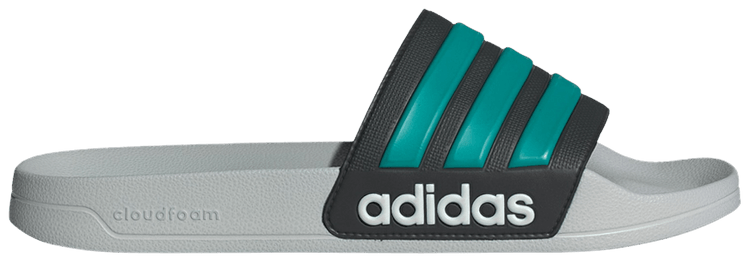 Adidas Adilette Shower Slide Black Pure Teal Grey